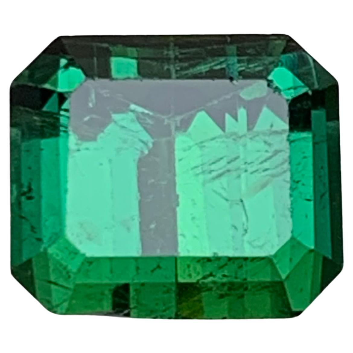 Rich Green Natural Tourmaline Ring, Pendant Gemstone 5.90 Ct Emerald Cut-Jewelry