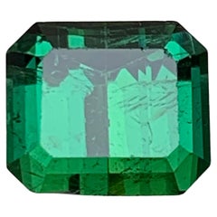 Rich Green Natural Tourmaline Ring, Pendant Gemstone 5.90 Ct Emerald Cut-Jewelry