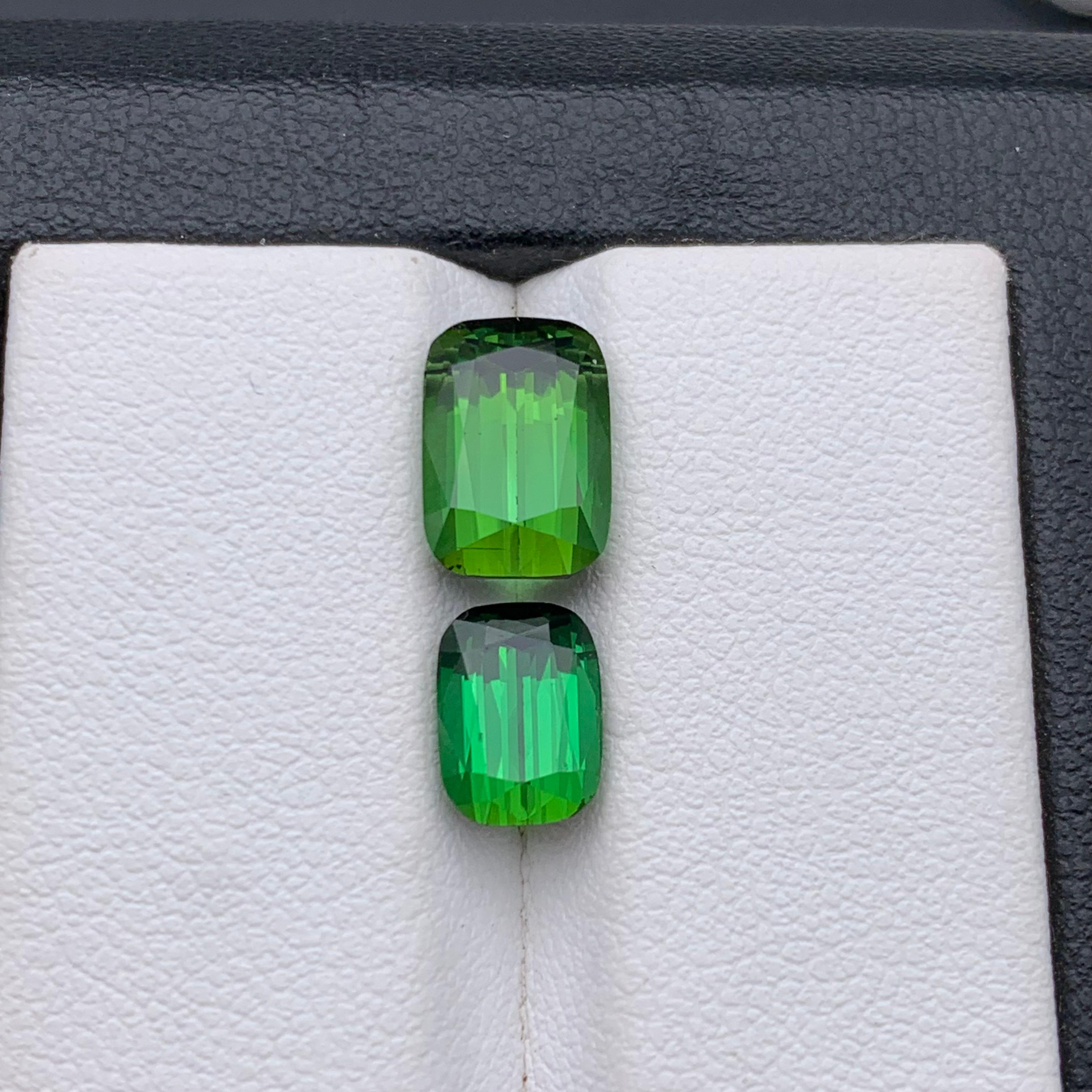 Rich Green Natural Tourmaline Ring, Pendant Loose Gemstones 4.90 Ct Cushion Cut For Sale 2