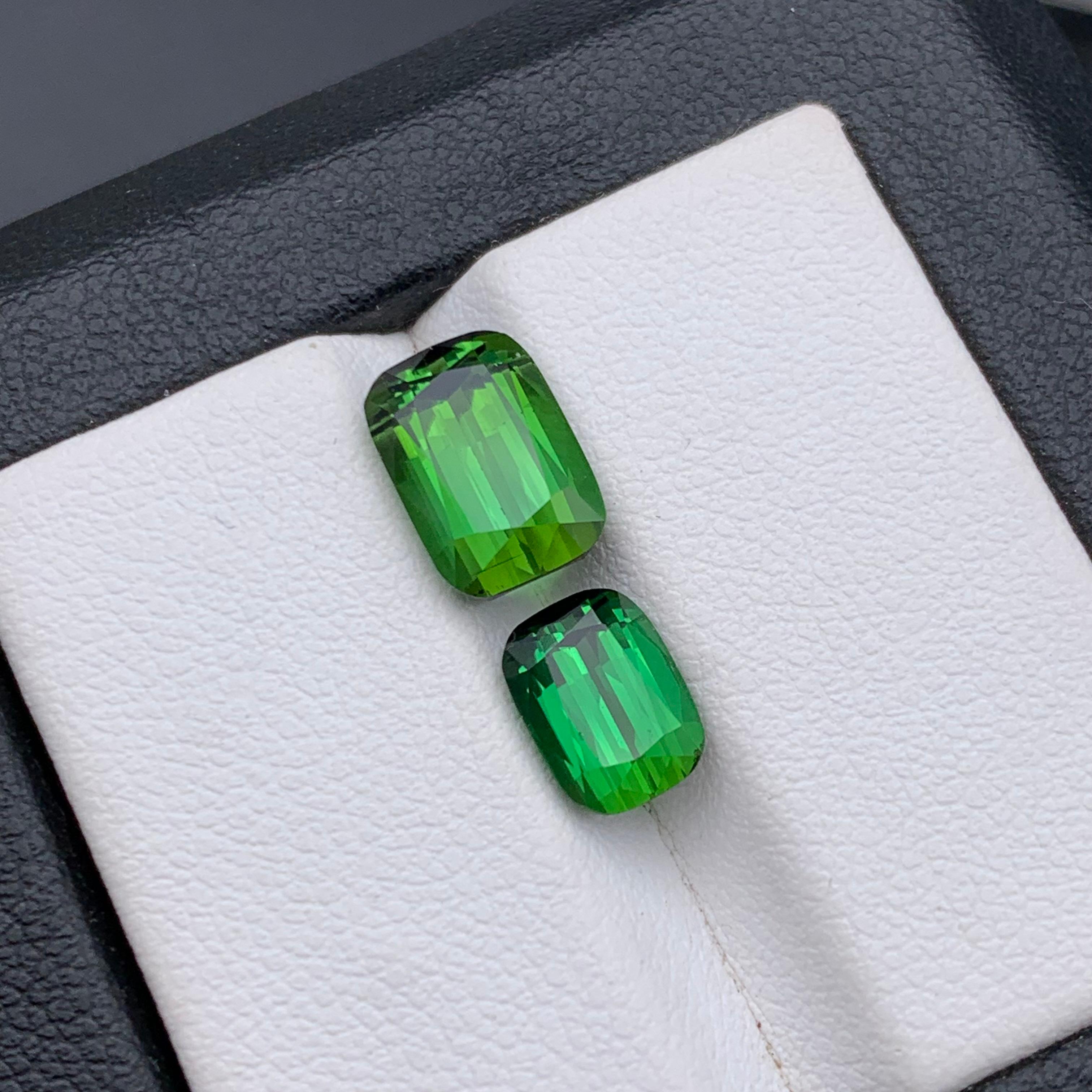 Rich Green Natural Tourmaline Ring, Pendant Loose Gemstones 4.90 Ct Cushion Cut For Sale 3
