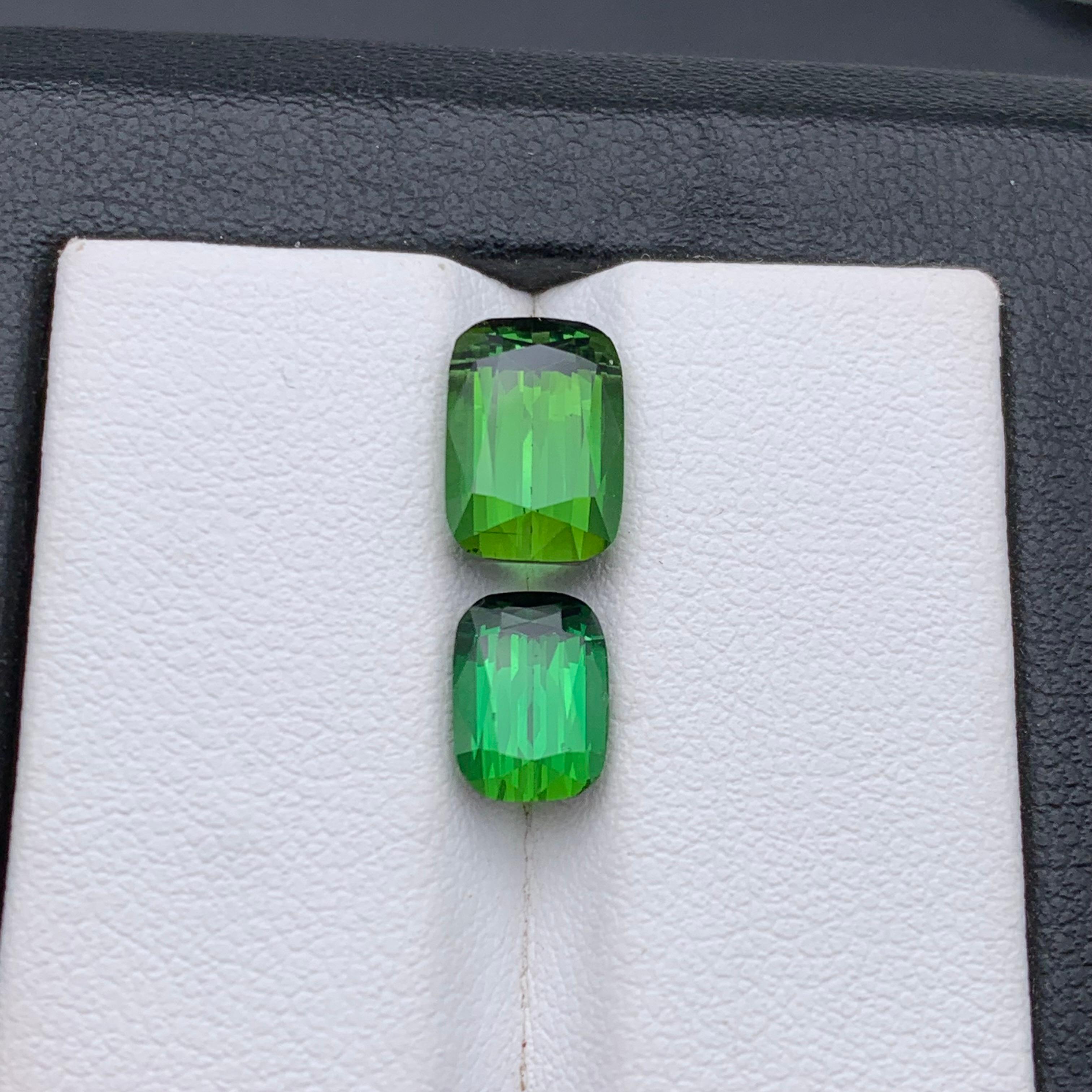 Rich Green Natural Tourmaline Ring, Pendant Loose Gemstones 4.90 Ct Cushion Cut For Sale 4