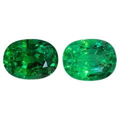 Rich Green Natural Tsavorite Garnet 3.15 Carat Oval Cut Loose Gemstone Pair