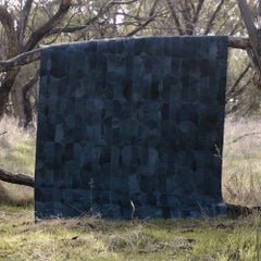 Rich Inky Customizable Cowhide Petrol Camino Area Rug XXLarge