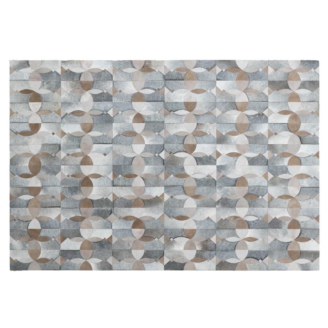 Rich Inky Customizable Cowhide Taupe Camino Area Rug Large