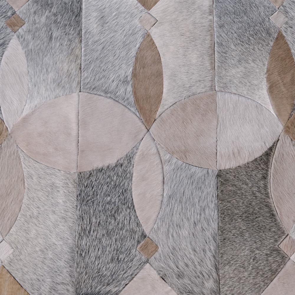 Contemporary Rich Inky Customizable Cowhide Taupe and Gray Neutral Camino Area Rug Small For Sale