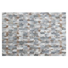 Rich Inky Customizable Cowhide Taupe and Gray Neutral Camino Area Rug Small