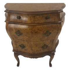 Rich Italian Small Bird's-Eye Maple Bombe Chest of Drawers