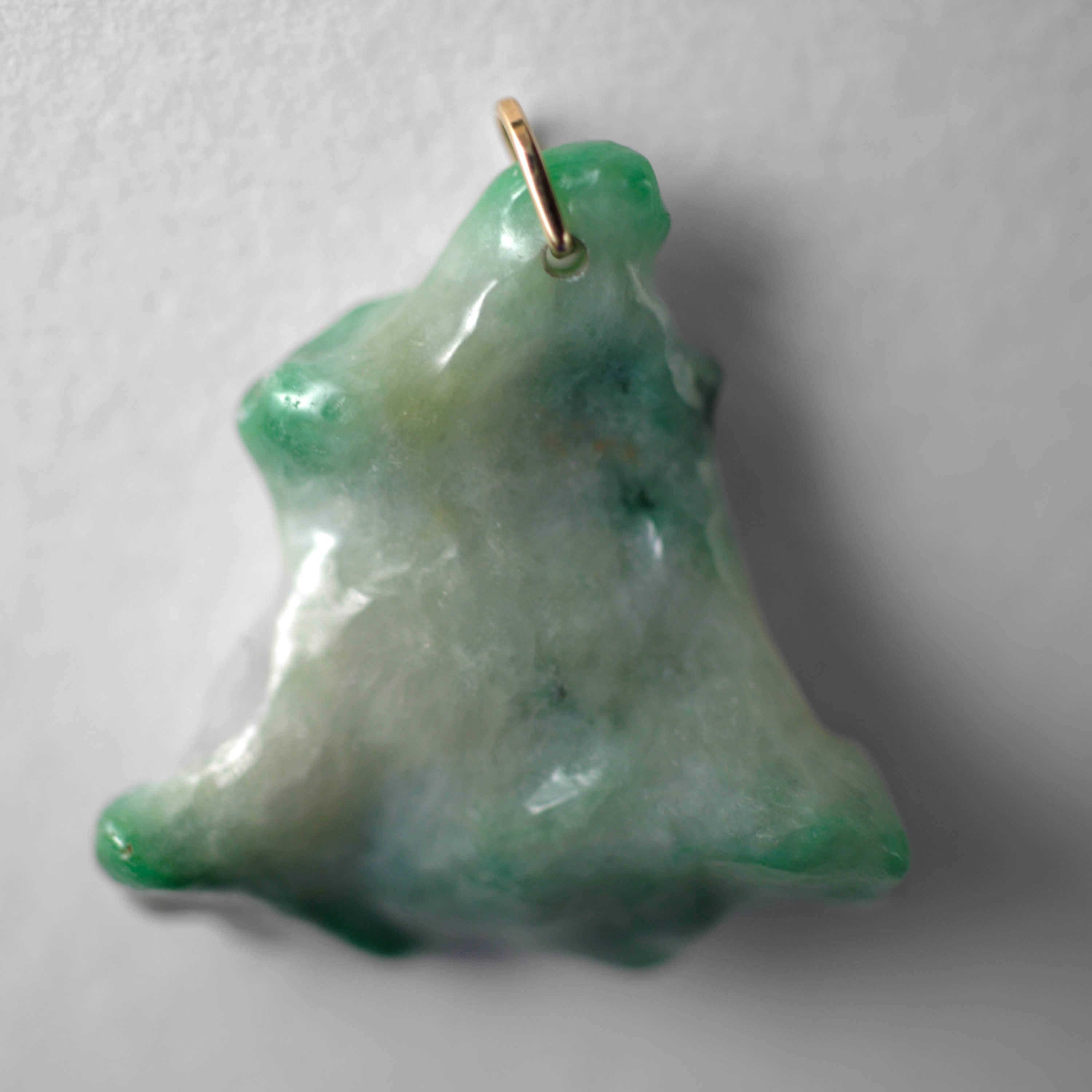Artisan Rich Jadeite Jade Pendant Freeform Carving Certified Untreated, New For Sale