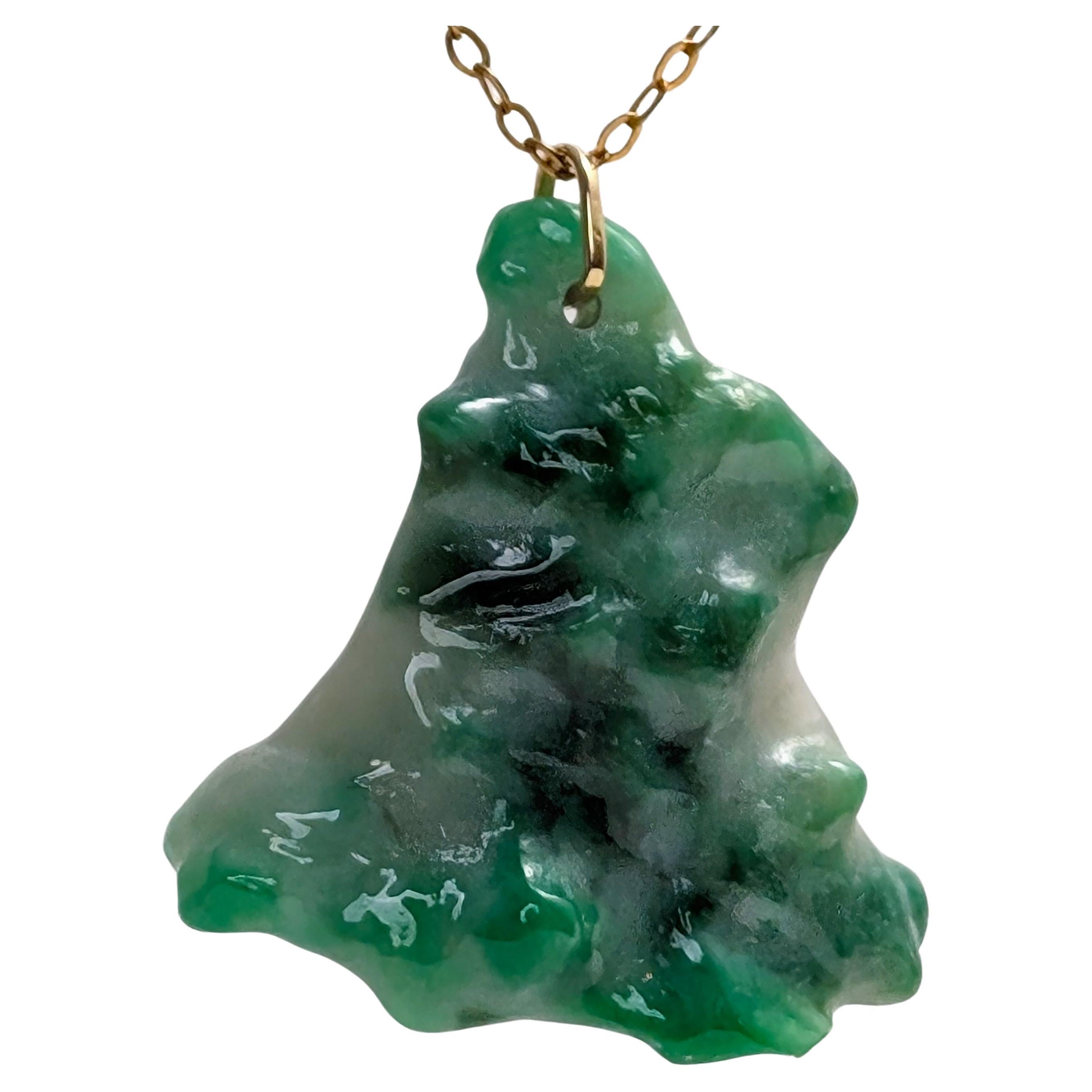 Rich Jadeite Jade Pendant Freeform Carving Certified Untreated, New For Sale
