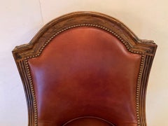 Rich Leather and Walnut Swivel Desk Chair