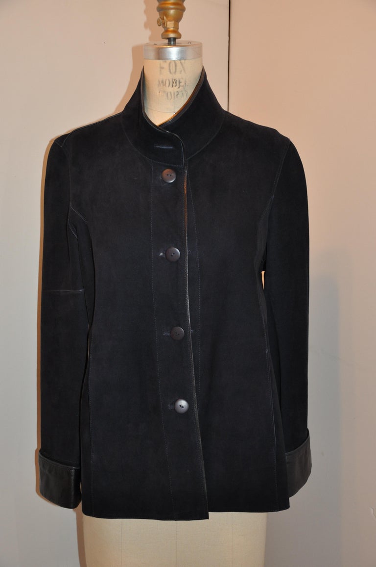 Rich Luxurious Soft Lambskin Reversible High-Collar Button Jacket For ...