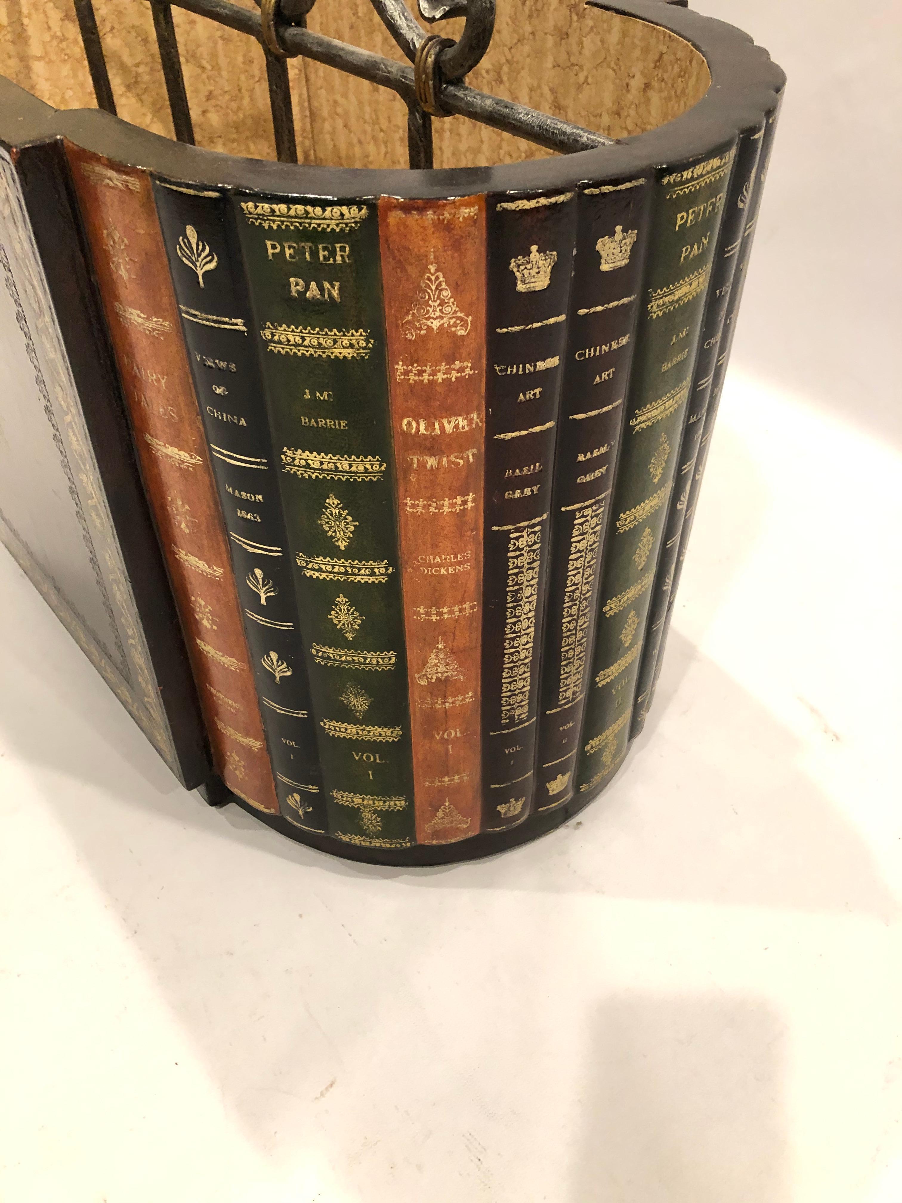 Rich Maitland Smith Leather Book Motife Canterbury Magazine Rack In Good Condition In Hopewell, NJ