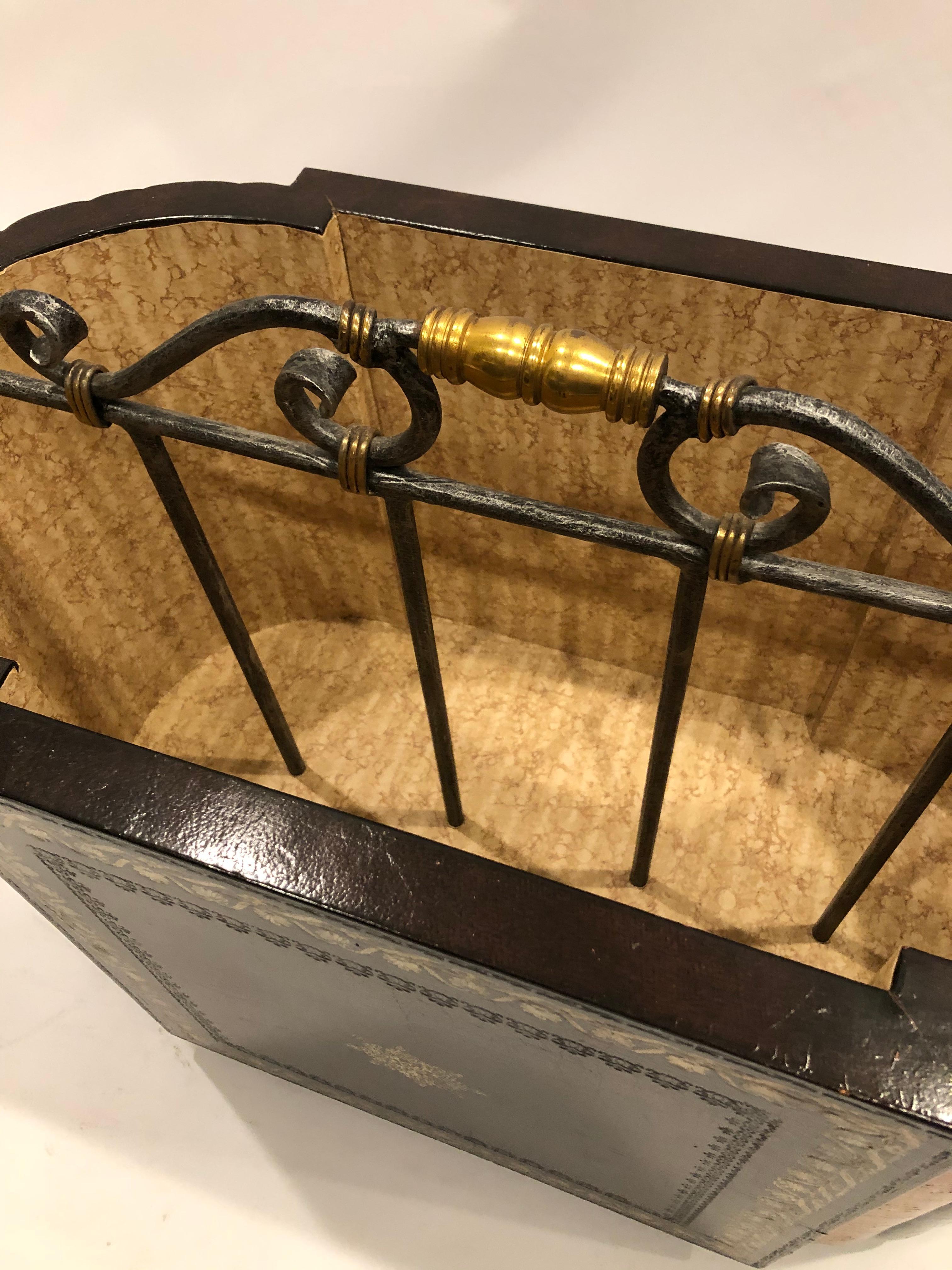 Contemporary Rich Maitland Smith Leather Book Motife Canterbury Magazine Rack
