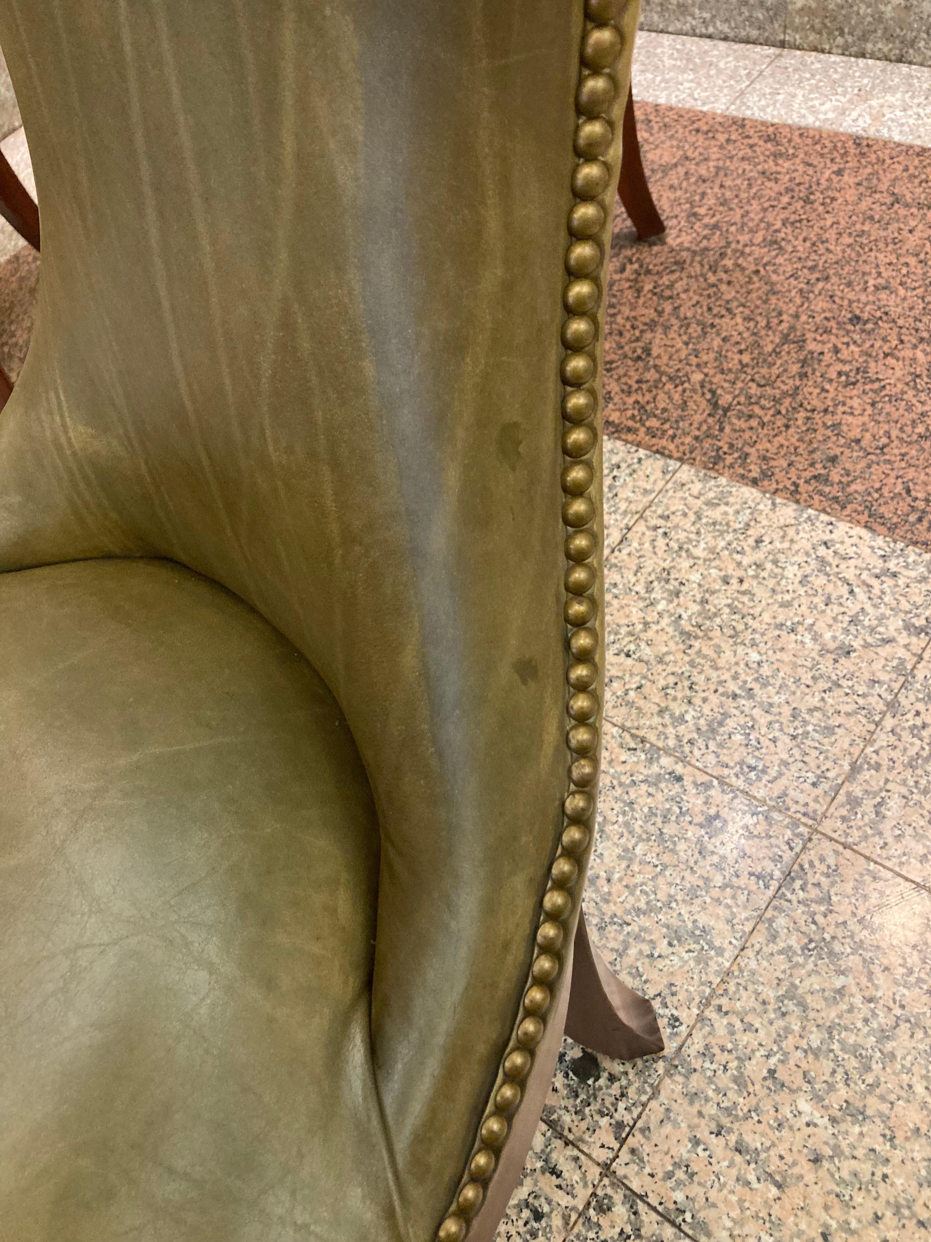 Rich Moss Green Leather Ralph Lauren Set of 8 Dining Chairs 5