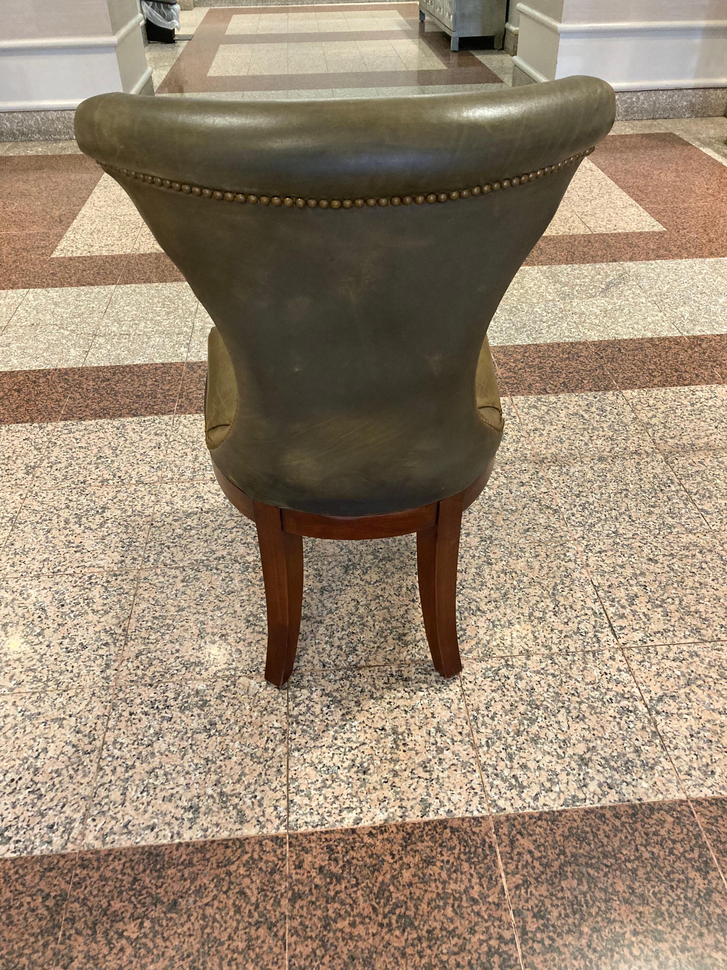 Rich Moss Green Leather Ralph Lauren Set of 8 Dining Chairs 6