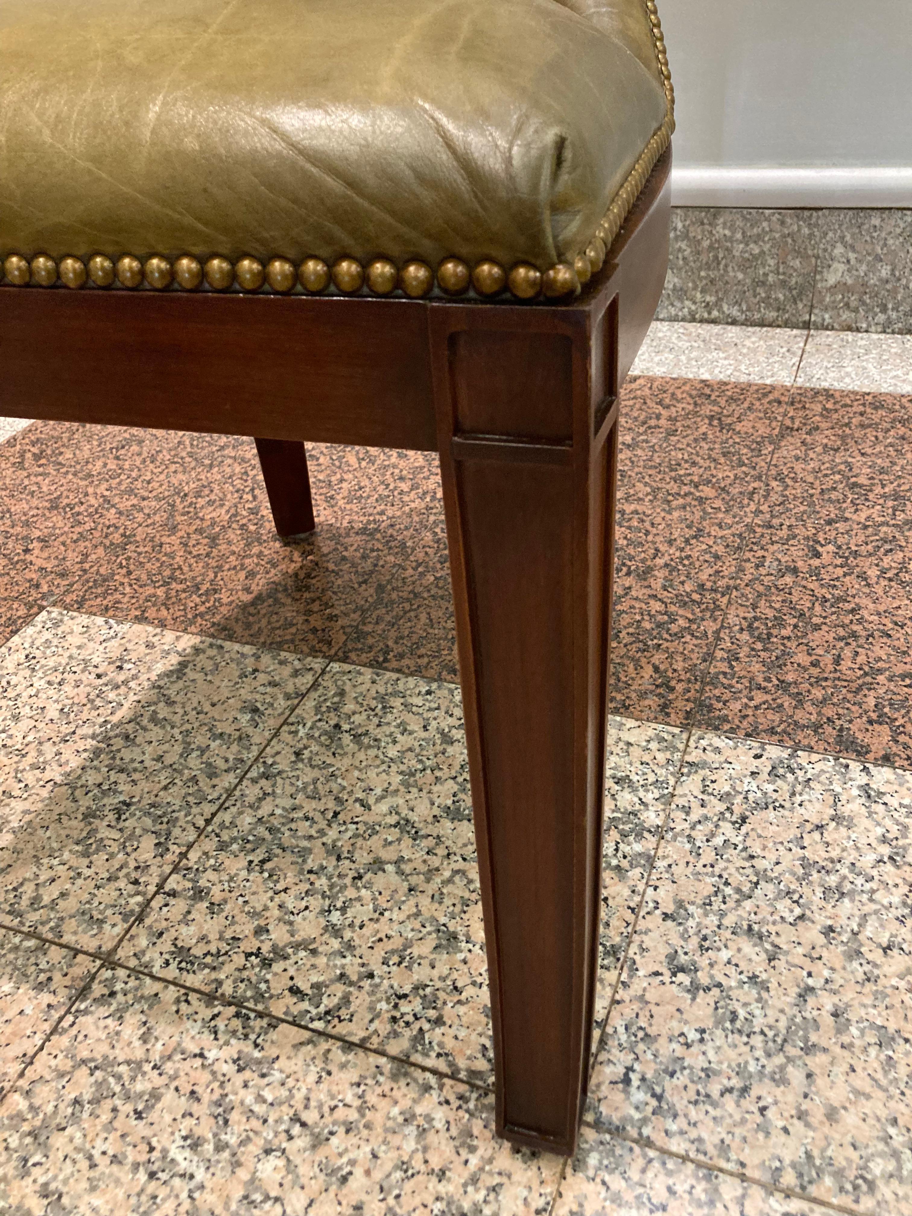 Rich Moss Green Leather Ralph Lauren Set of 8 Dining Chairs 10