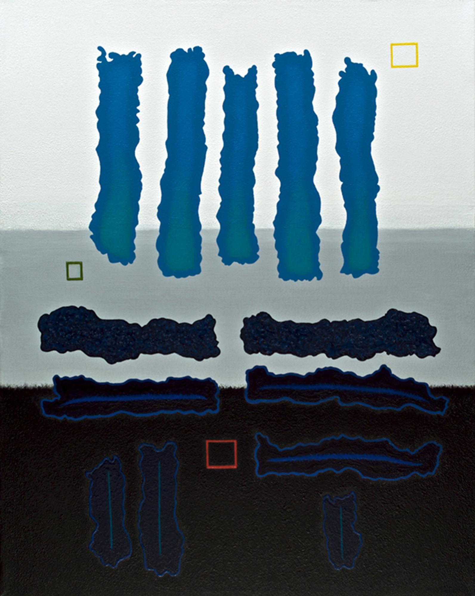 DESCENDING BLUES Pintura original en lienzo enmarcada, Pintura, Acrílico sobre lienzo - Painting de Rich Moyers