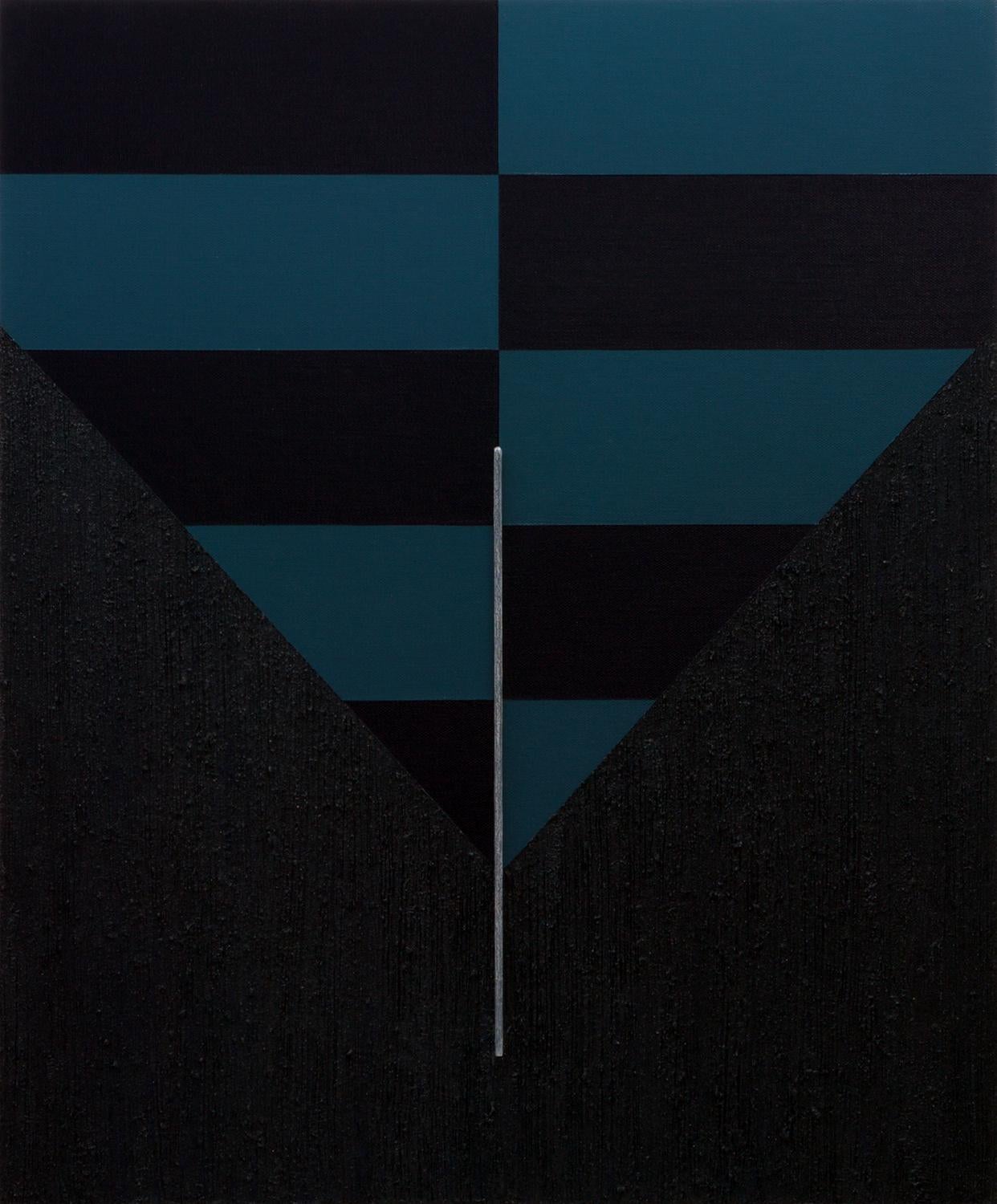 Rich Moyers Abstract Painting - NOIR SYNAPTIC - 3D Modern Painting / Construction, Painting, Acrylic on Canvas