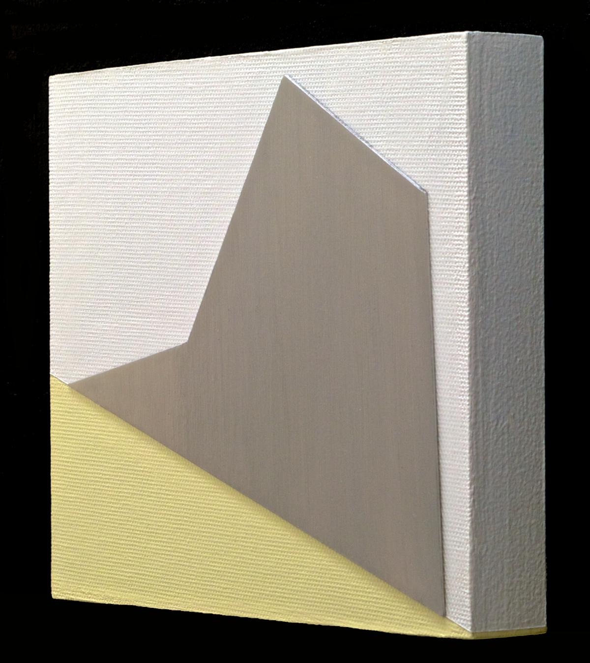 Modernist / Minimalist Painting - Collage / Construction  MATERIALS: Mercury Acrylic Paint on 1/16th Inch Shaped Archival Plexiglas Collage on Canvas - Archival mount to Gessoed Birch Wood Panel  SIZE: 6 x 8 x 1 inch Deep  SERIES: "Dimensional