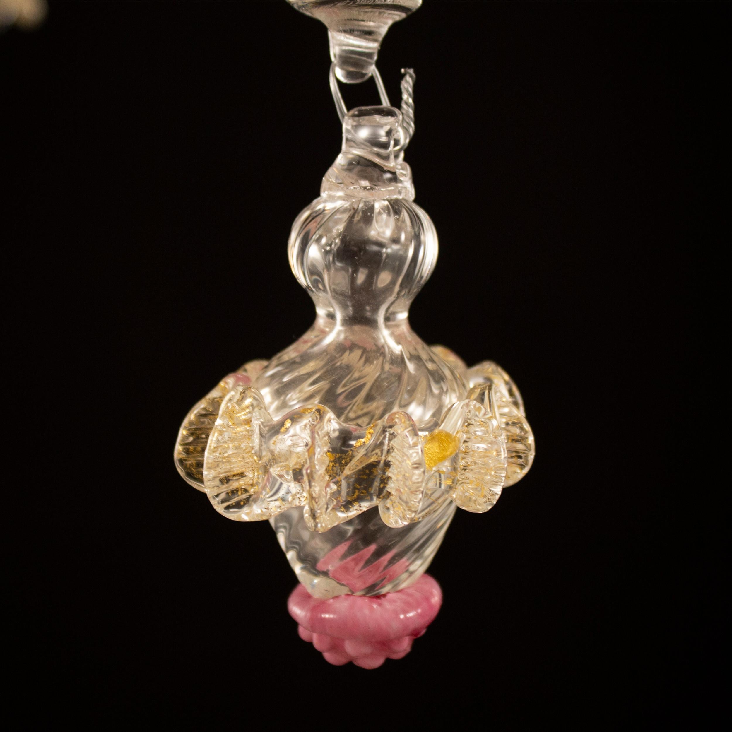 Ricco lampadario di Murano a 6 bracci in cristallo e vetro di Murano oro Fenix di Multiforme in vendita 2