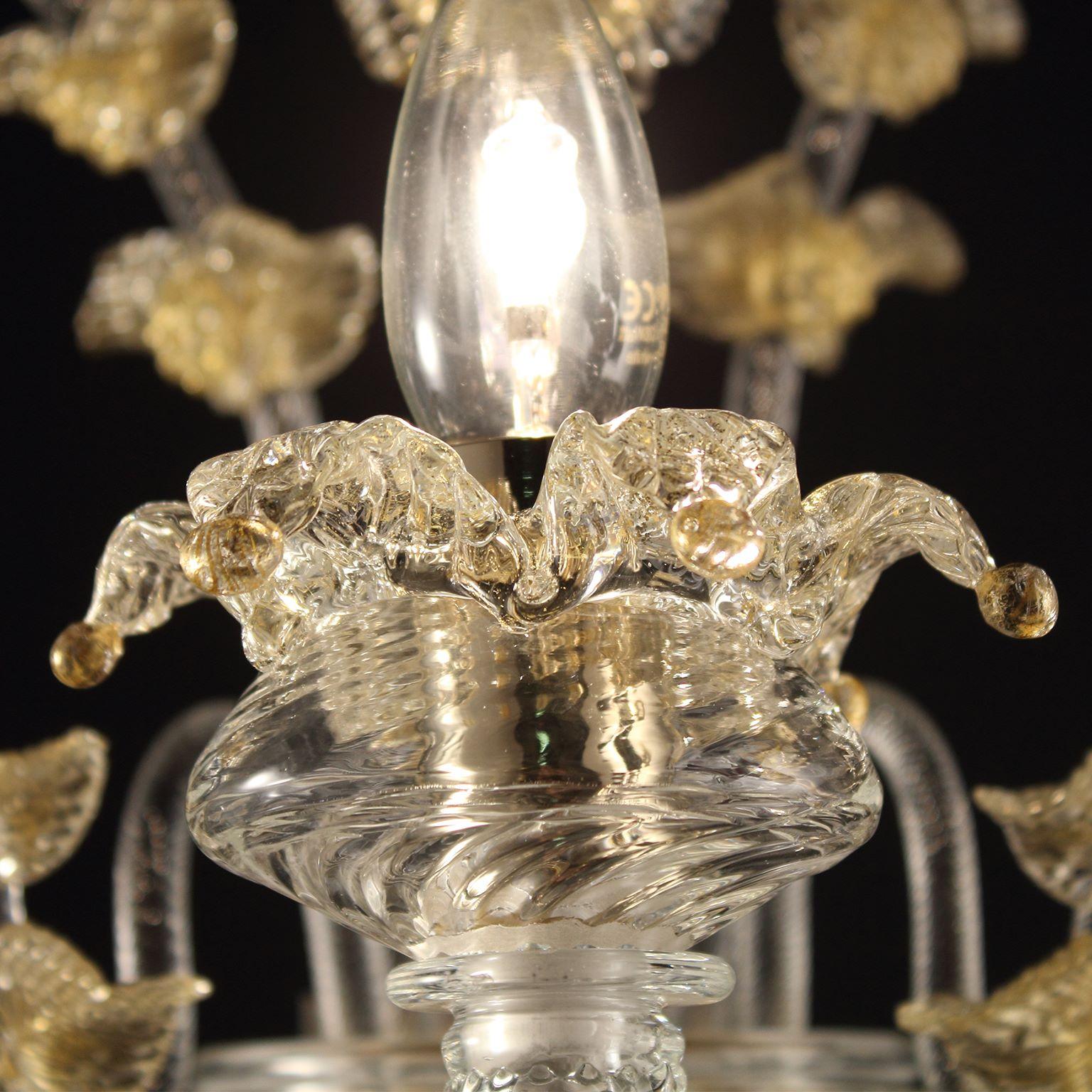 Fénix de cristal y cristal de Murano dorado de 1 brazo by Multiforme Italiano en venta