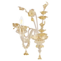 Rich Murano Sconce 1 Arm Crystal and Gold Murano Glass Fenix by Multiforme