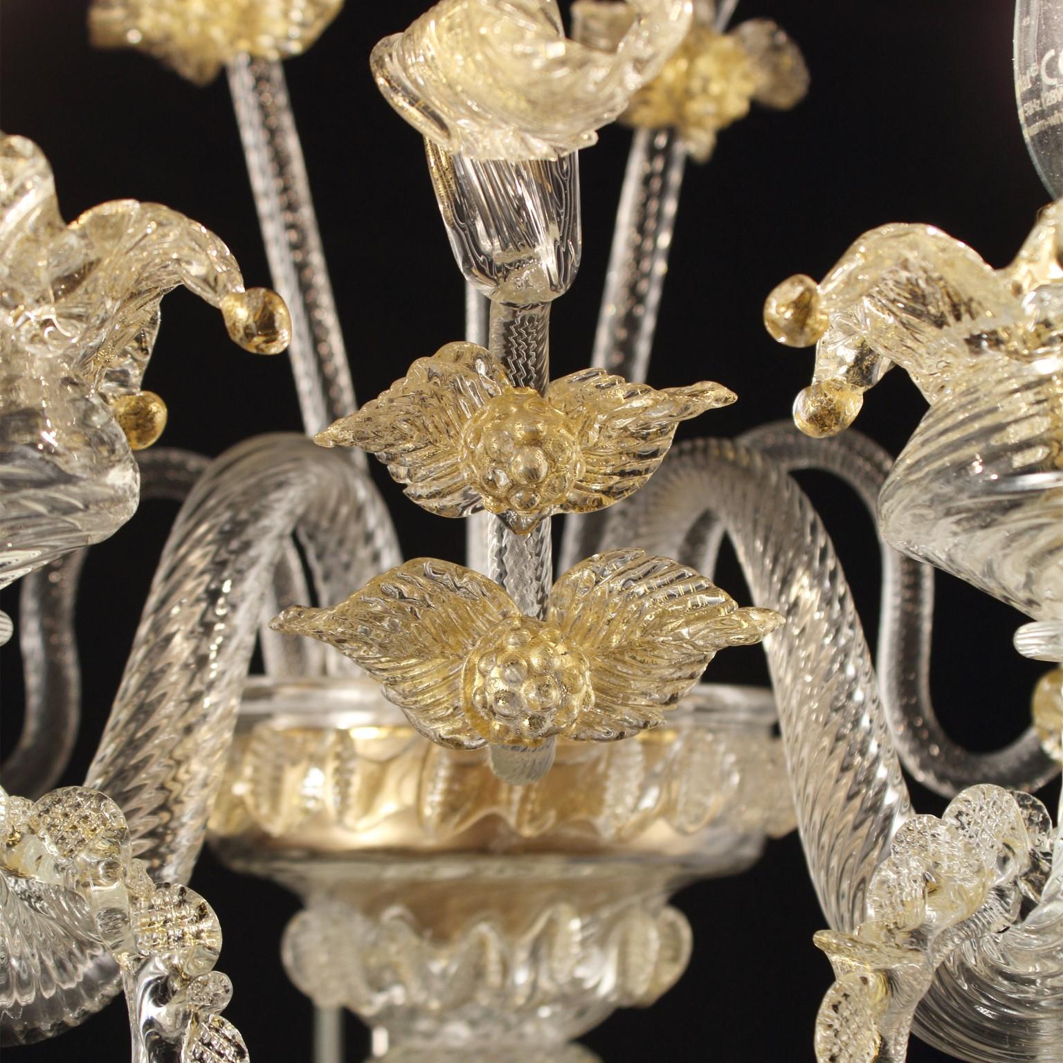 Rich Murano Sconce 2 Arms Crystal and Gold Murano Glass Fenix by Multiforme In New Condition For Sale In Trebaseleghe, IT
