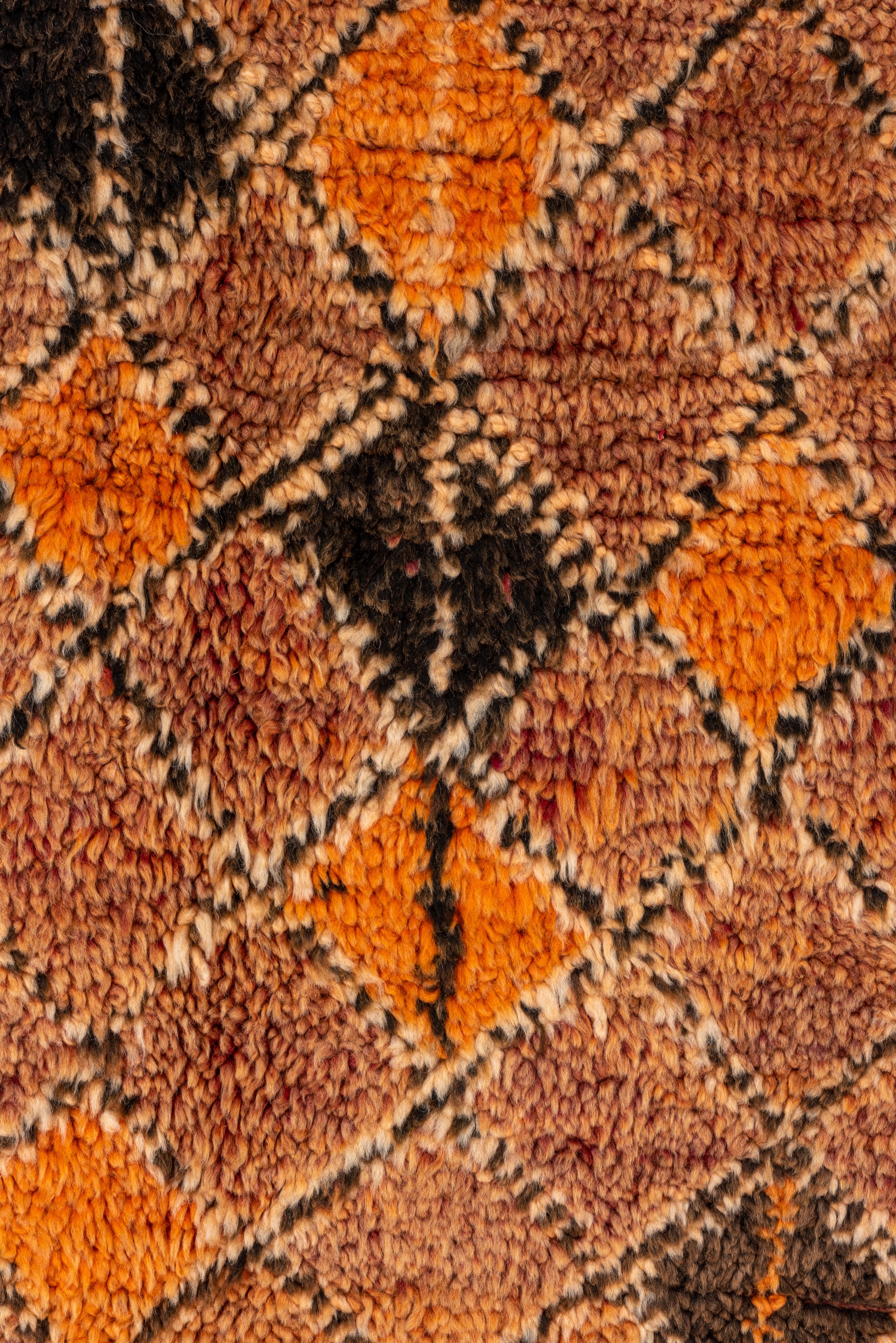 Rich Orange Abstract Geometric Moroccan Village Rug  For Sale 1
