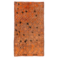 Antique Rich Orange Abstract Geometric Moroccan Village Rug 
