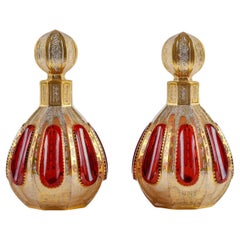 Rich Pair of Bohemian Flacons, 19th Century.