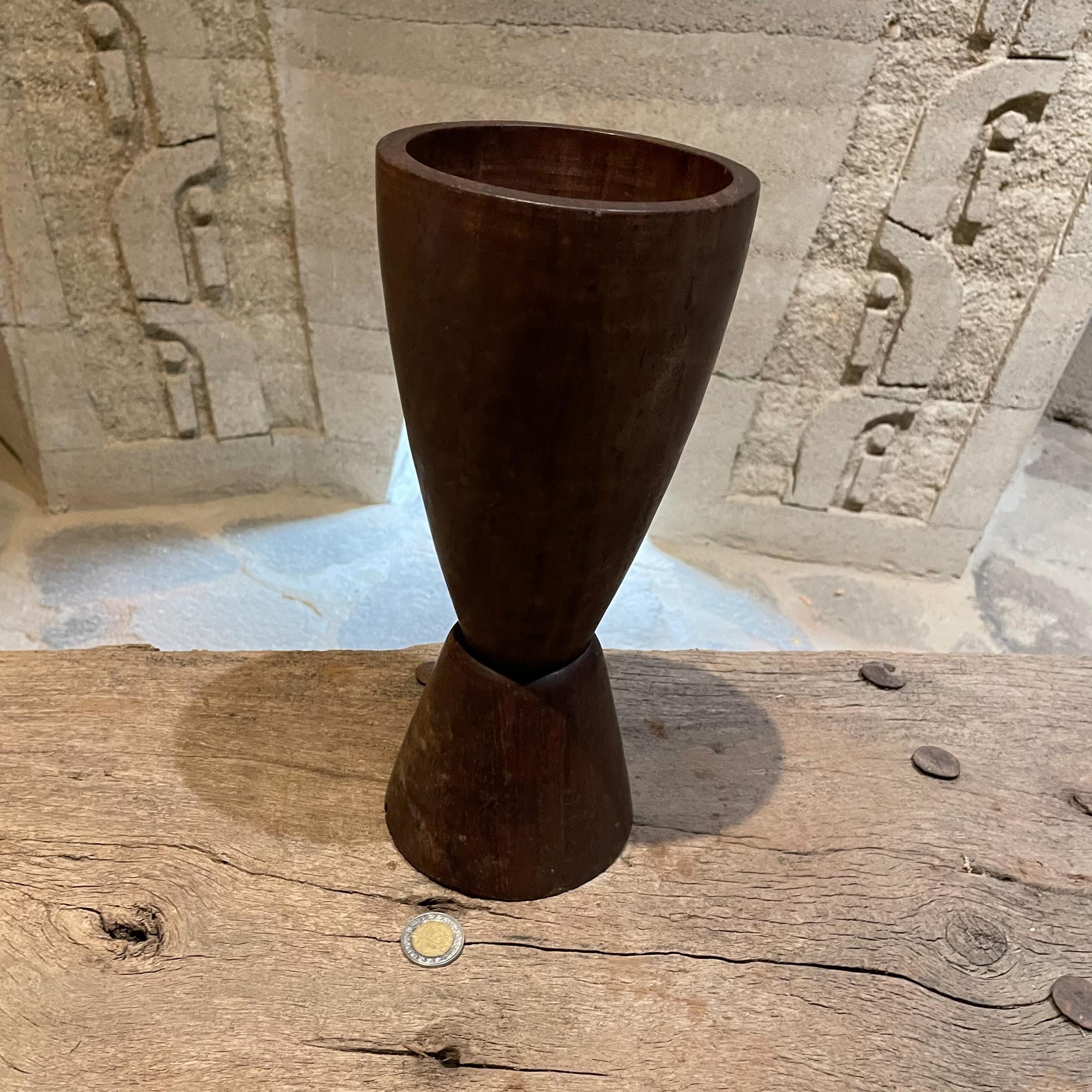 Mexican Rich Palo Fierro Solid Wood Chalice Cone Vase Style Don Shoemaker Mexico 1970s For Sale