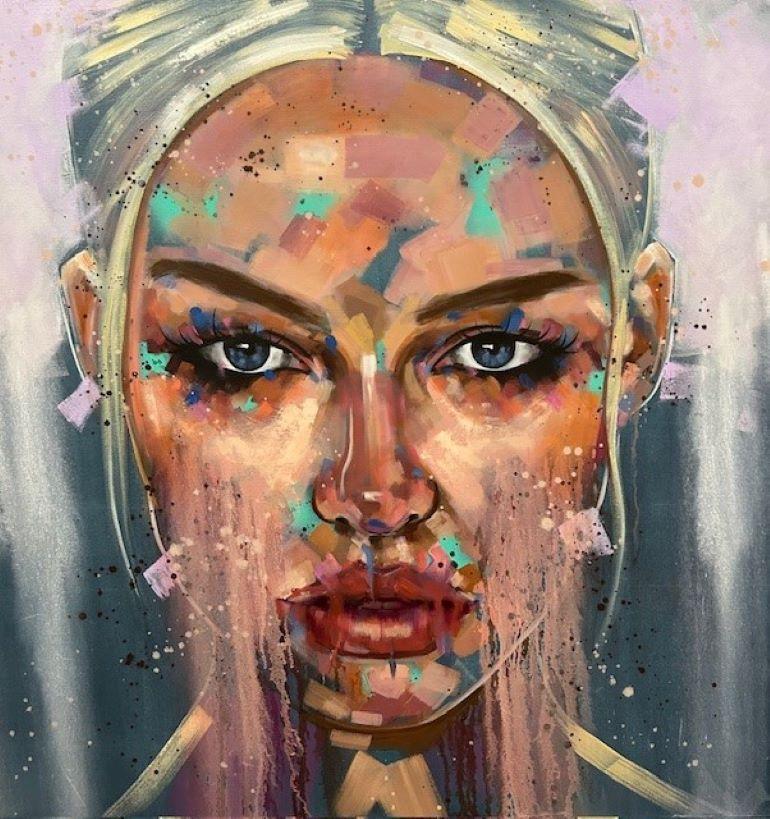 Rich Parker Portrait Painting – Aufsteigen