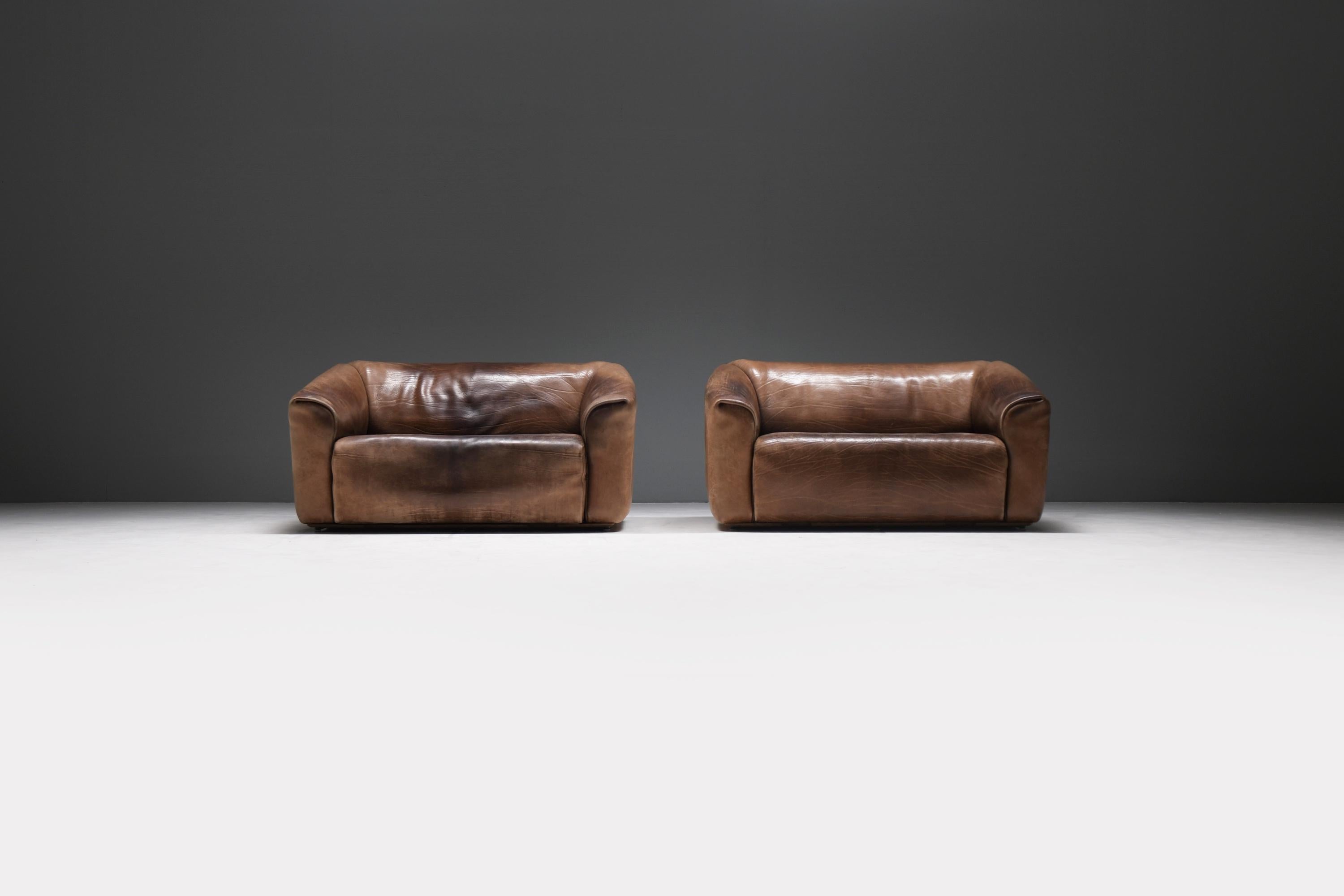 Mid-Century Modern Rich patinated DS-47 sofa's in original leather by Team De Sede - De Sede Swiss For Sale