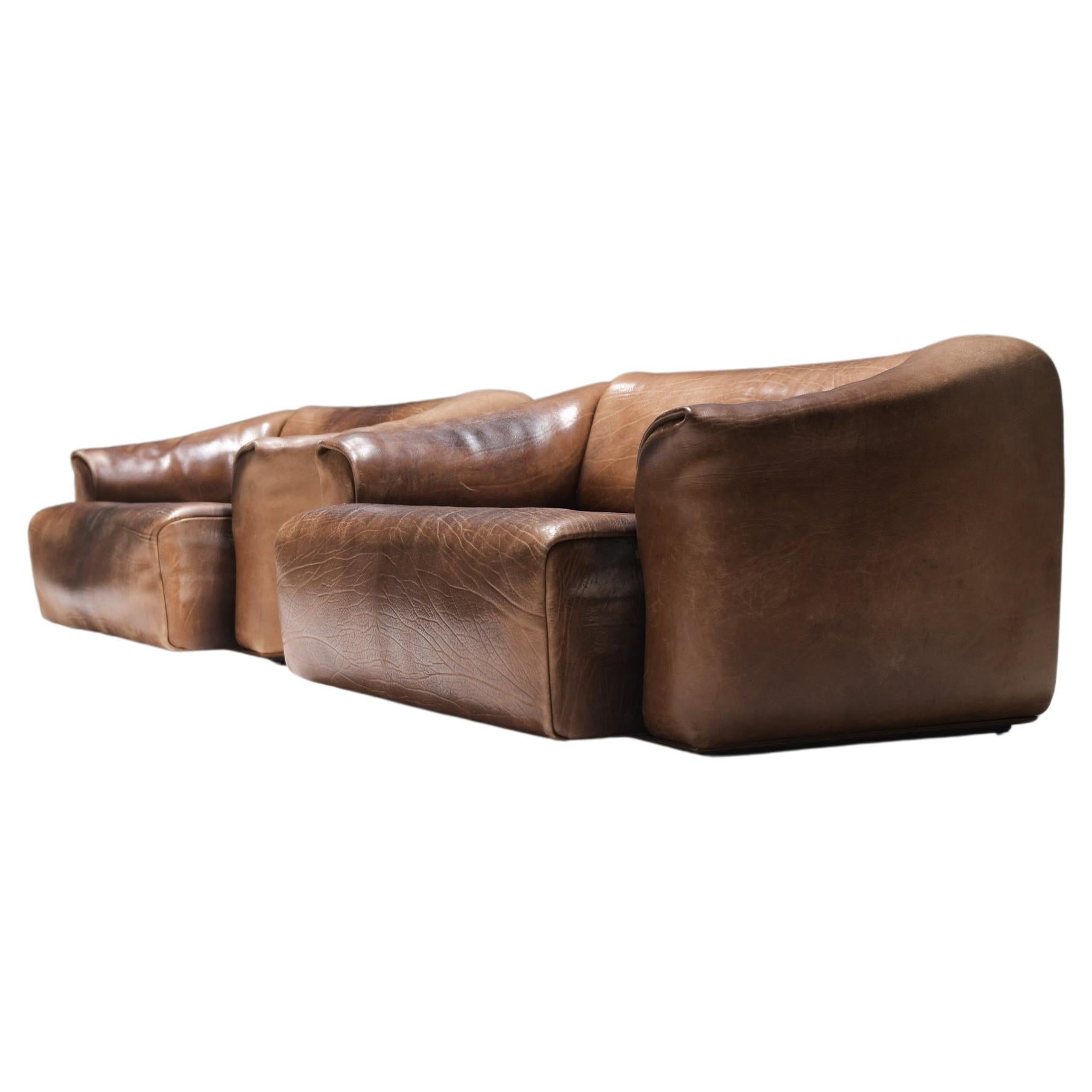 Rich patinierte DS-47 Sofas aus originalem Leder von Team De Sede - De Sede Schweizer