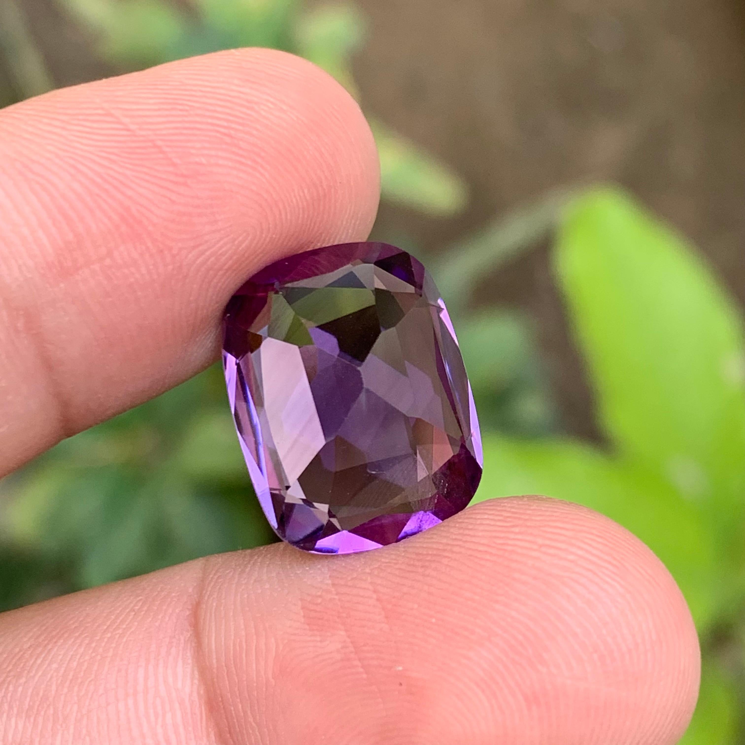 Rich Purple Natural Amethyst Loose Gemstone 14 Ct Cushion Cut-Pendant Jewelry For Sale 5