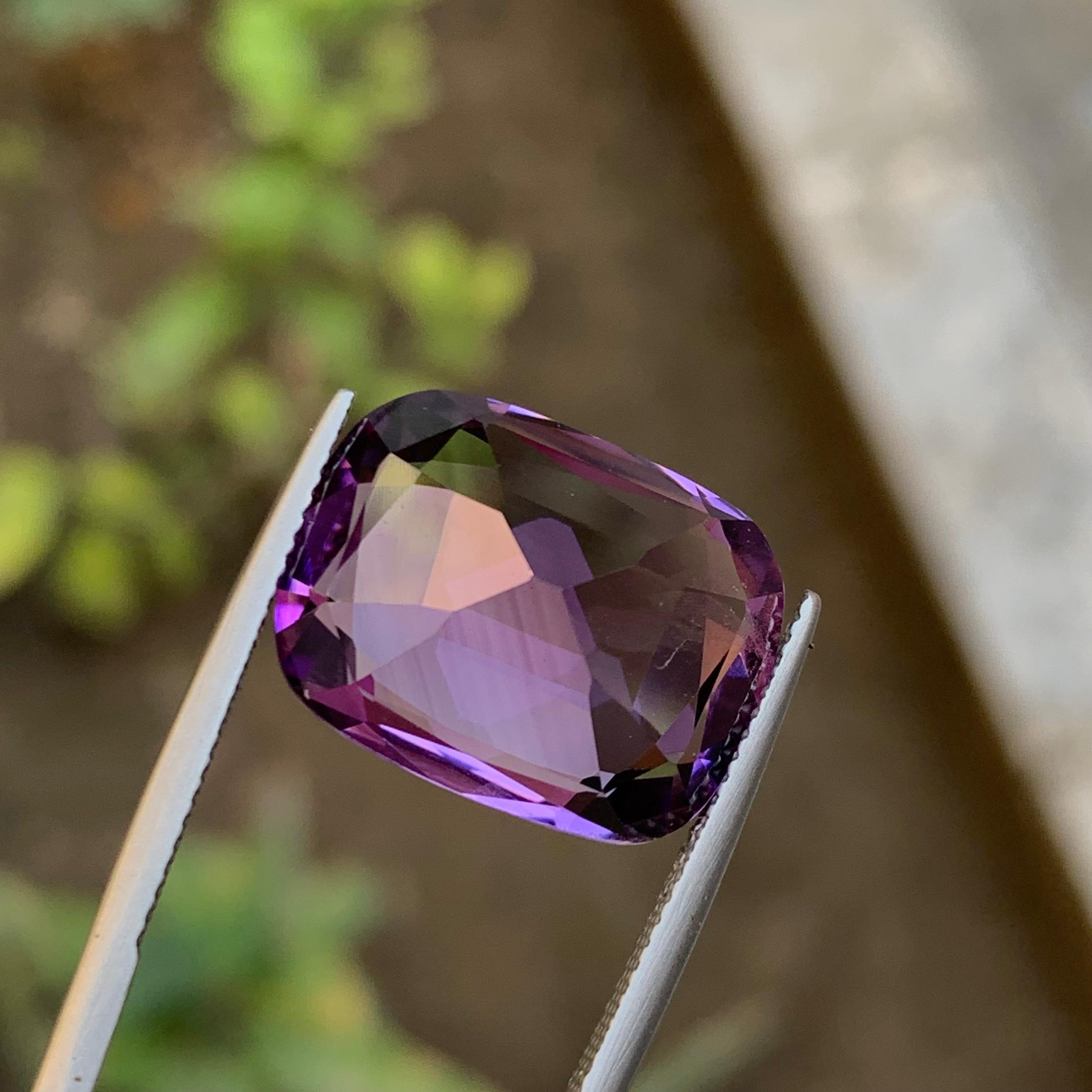 Rich Purple Natural Amethyst Loose Gemstone 14 Ct Cushion Cut-Pendant Jewelry For Sale 3