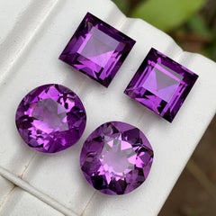 Rich Purple Natural Amethyst Loose Gemstones Set 40.45 Ct Princess & Round Cut