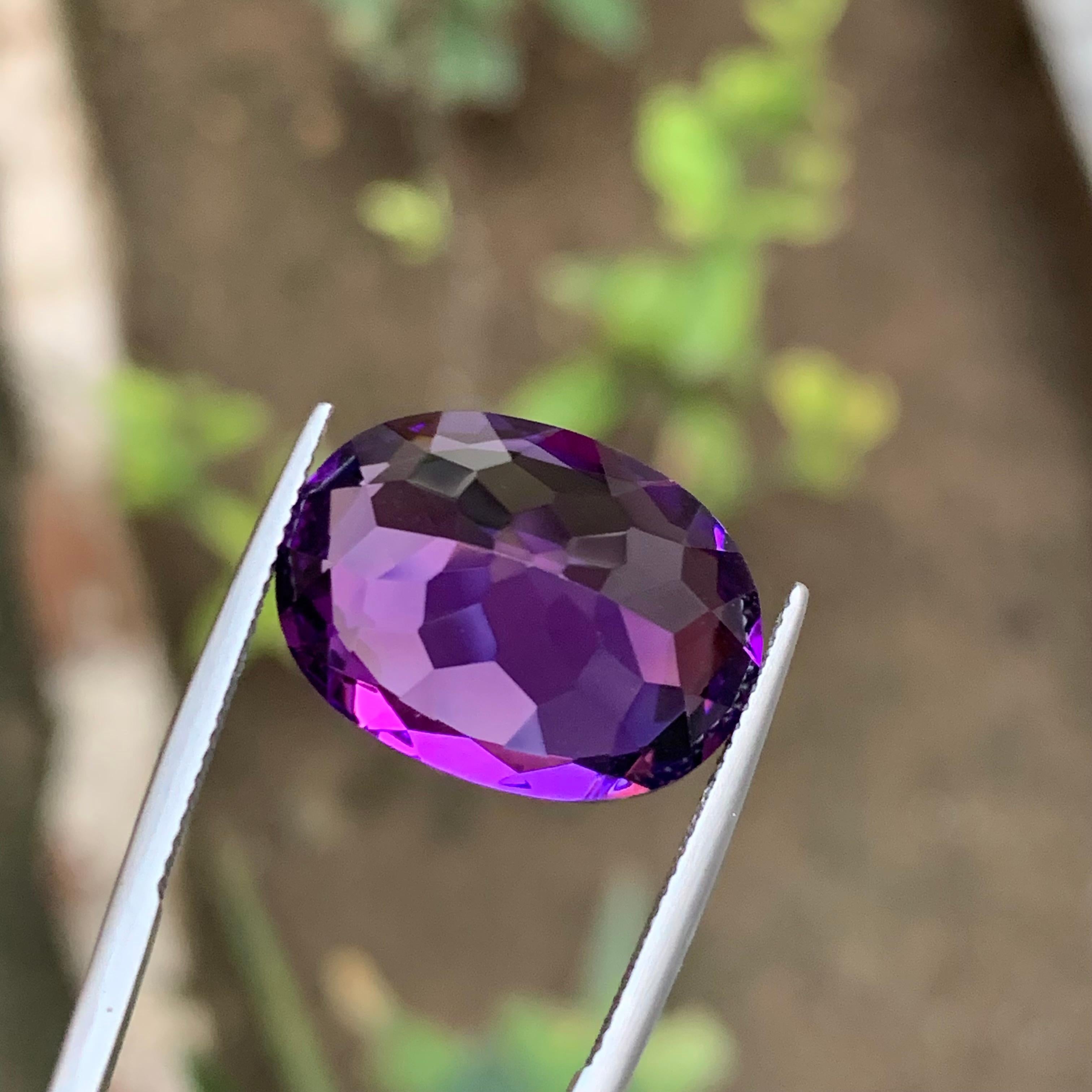 Rich Purple Natural Amethyst Necklace Pendant Gemstone 16.95Ct Fancy Cushion Cut For Sale 4