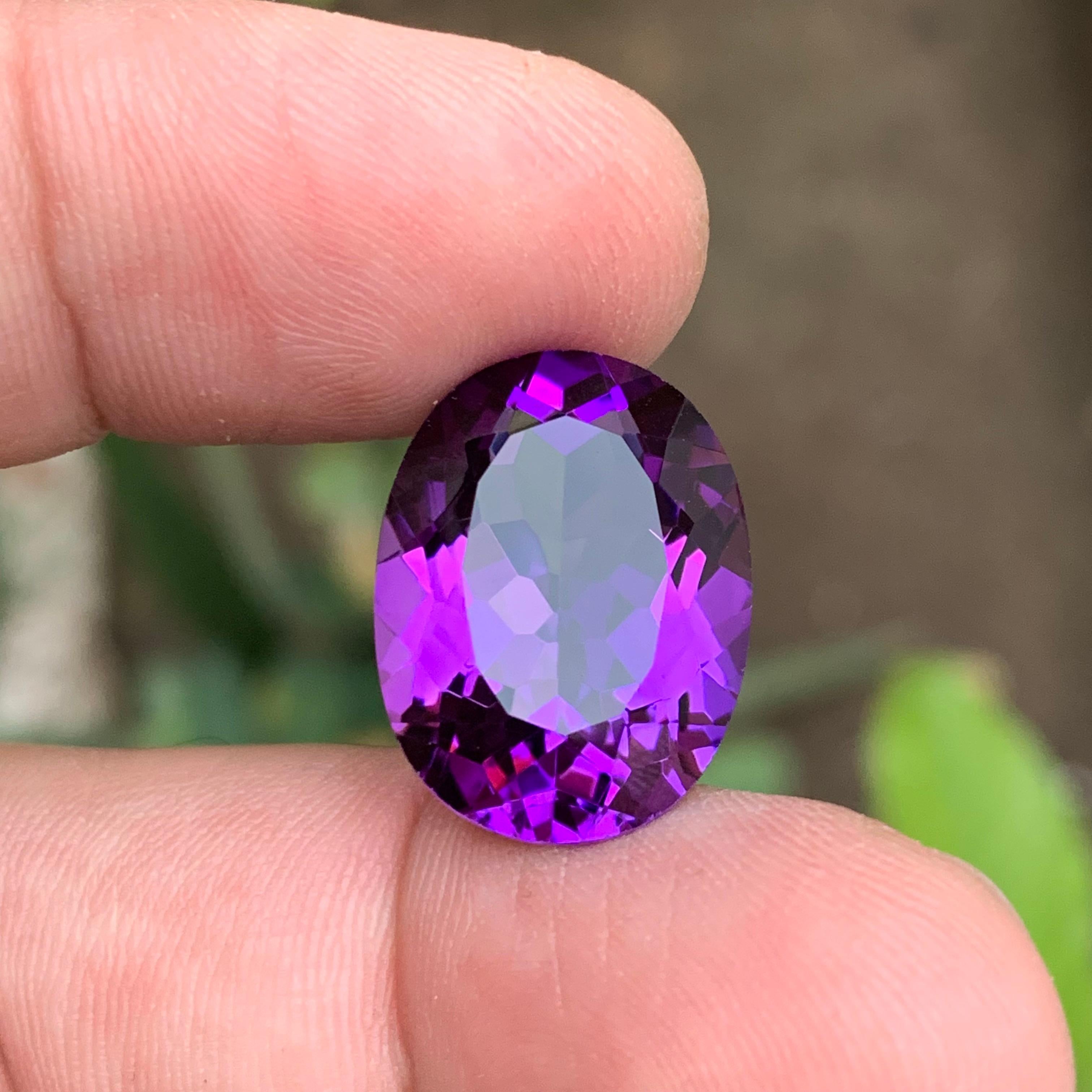Rich Purple Natural Amethyst Necklace Pendant Gemstone 16.95Ct Fancy Cushion Cut For Sale 5