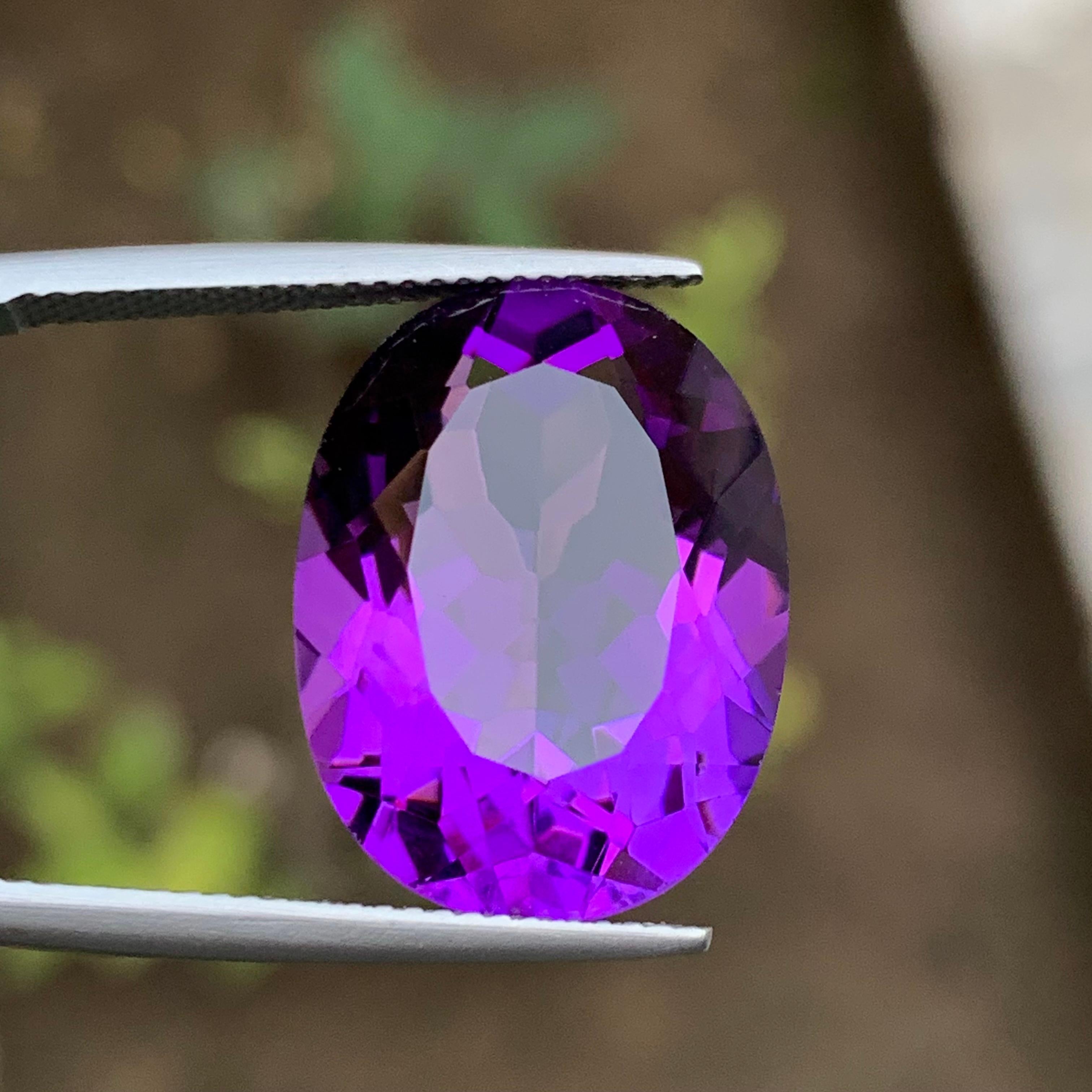 Rich Purple Natural Amethyst Necklace Pendant Gemstone 16.95Ct Fancy Cushion Cut For Sale 3