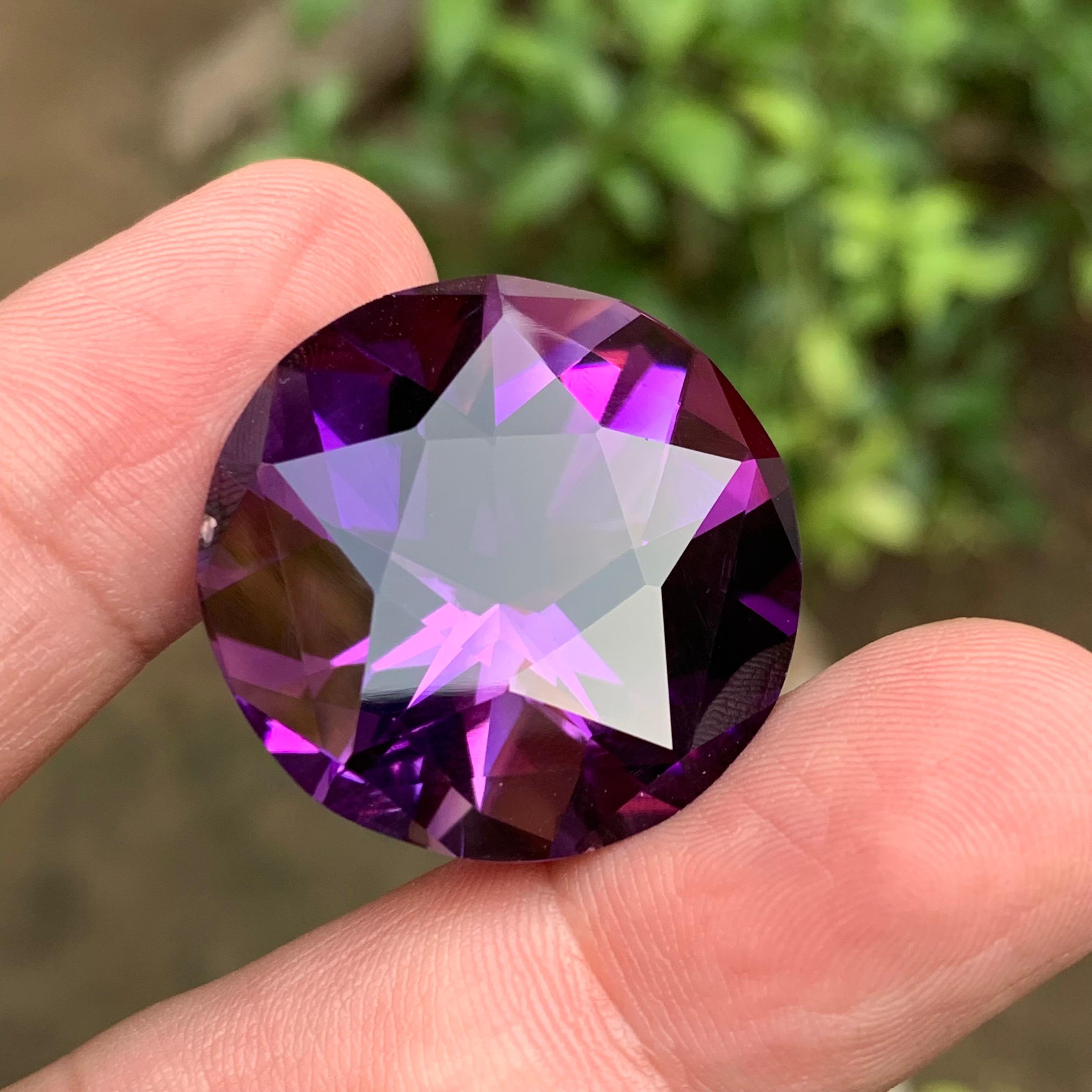 Rich Purple Natural Amethyst Necklace Pendant Loose Gemstone 71.75 Ct Round Star For Sale 4