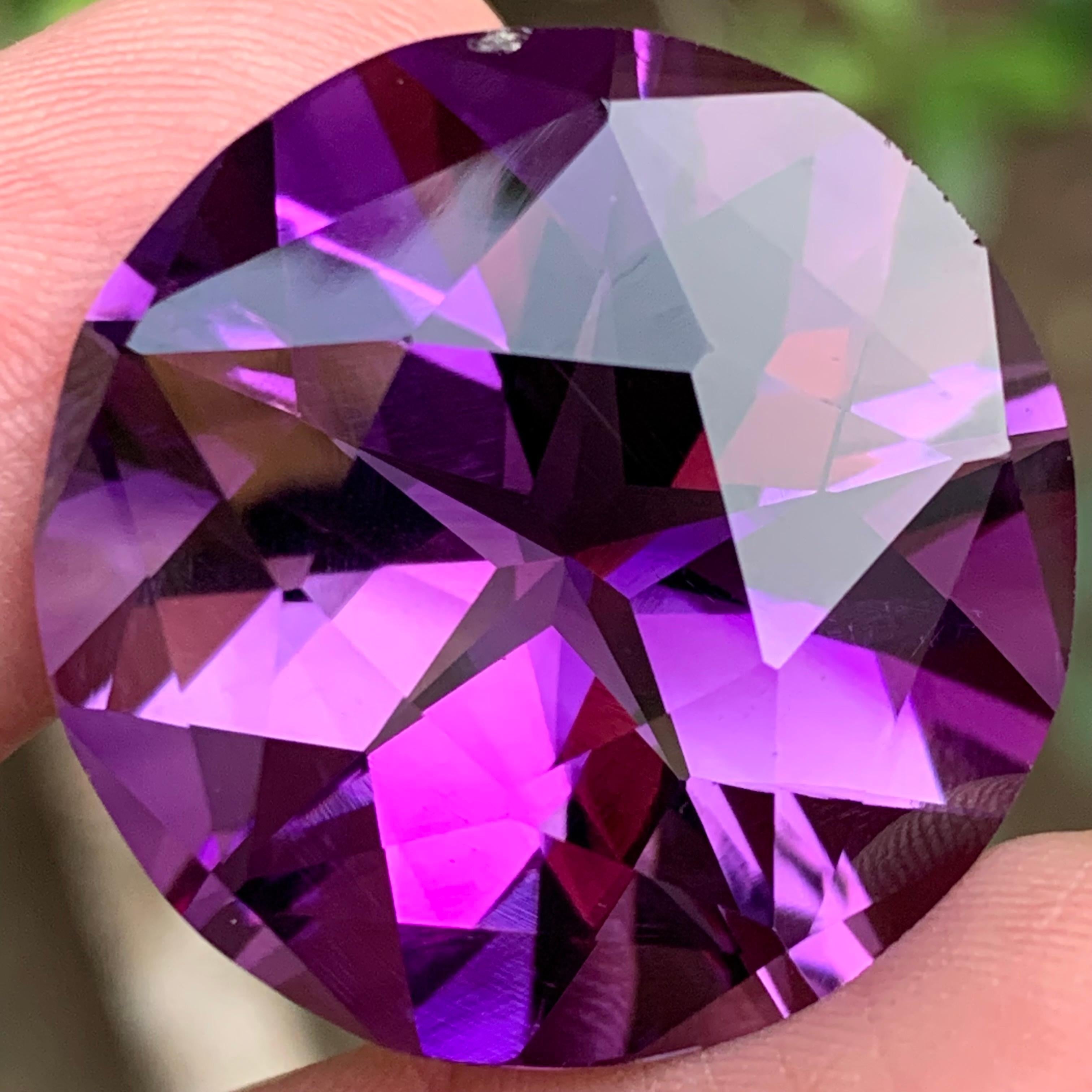 Rich Purple Natural Amethyst Necklace Pendant Loose Gemstone 71.75 Ct Round Star For Sale 5