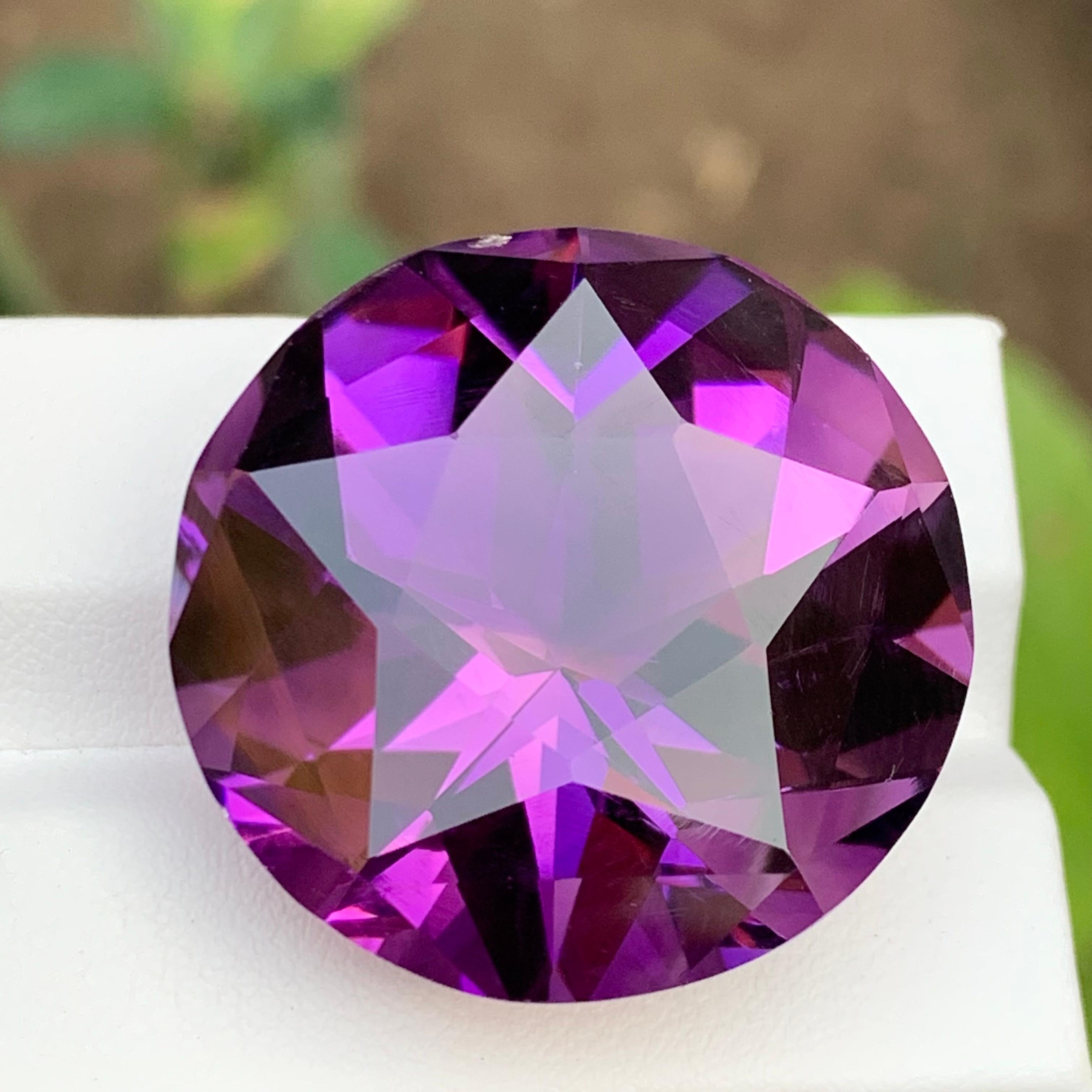 Rich Purple Natural Amethyst Necklace Pendant Loose Gemstone 71.75 Ct Round Star For Sale 7
