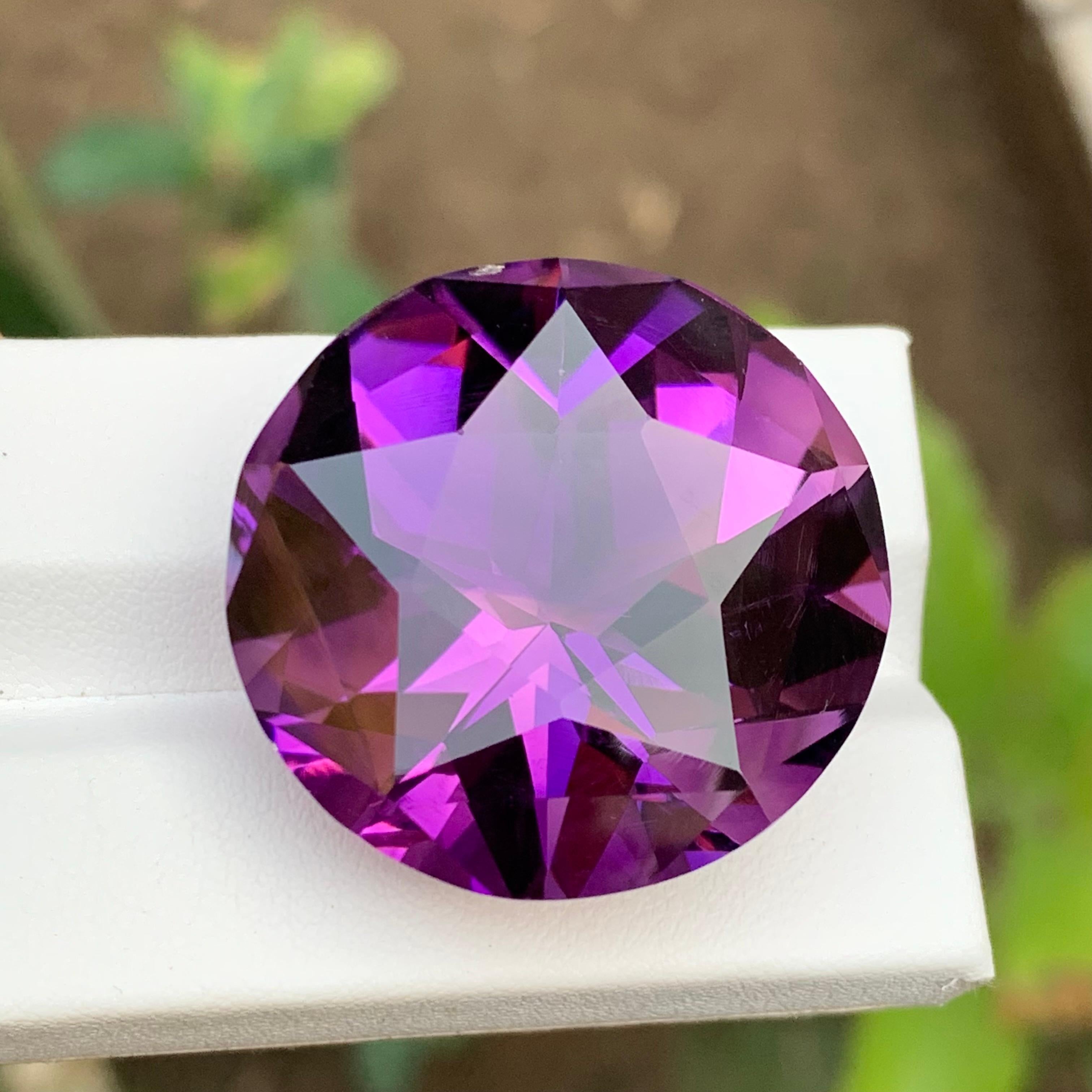 Rich Purple Natural Amethyst Necklace Pendant Loose Gemstone 71.75 Ct Round Star For Sale 8