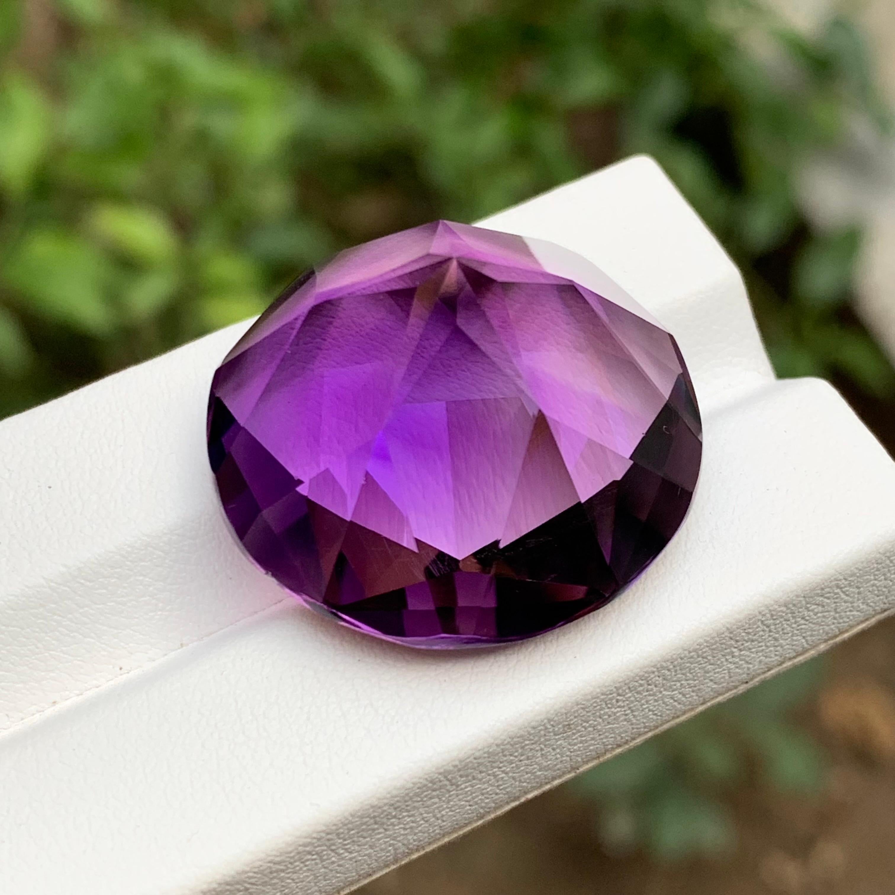 Women's or Men's Rich Purple Natural Amethyst Necklace Pendant Loose Gemstone 71.75 Ct Round Star For Sale