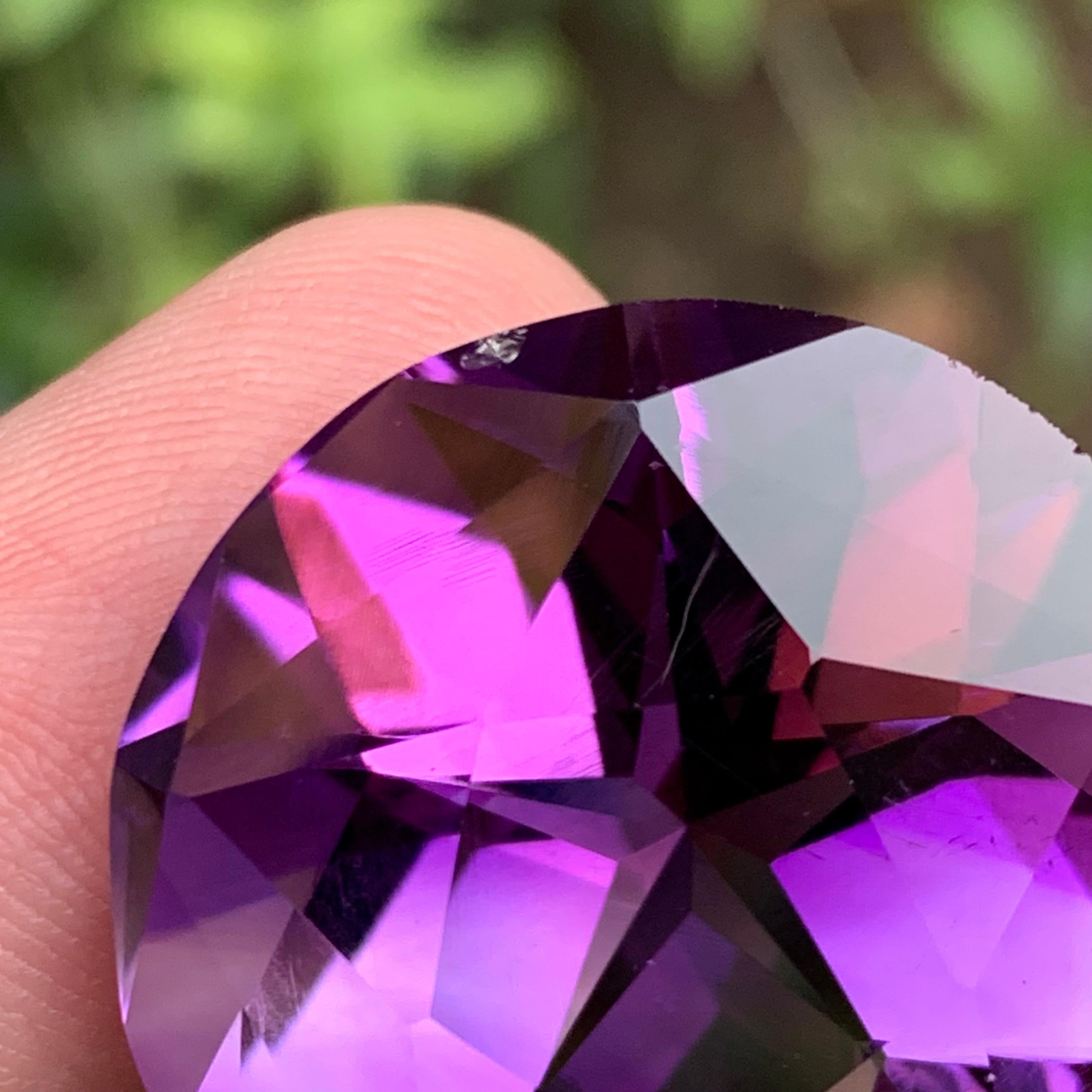 Rich Purple Natural Amethyst Necklace Pendant Loose Gemstone 71.75 Ct Round Star For Sale 1