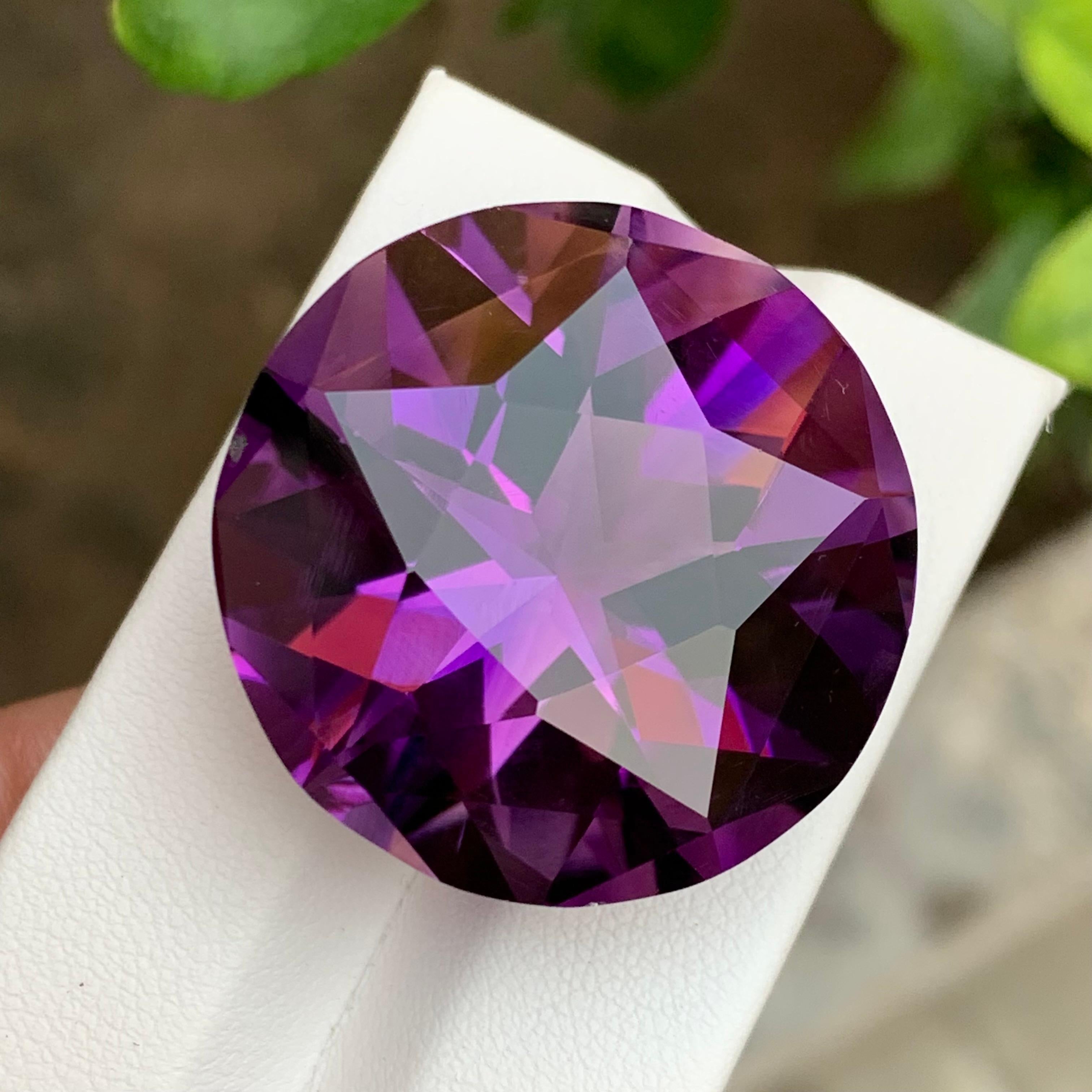 Rich Purple Natural Amethyst Necklace Pendant Loose Gemstone 71.75 Ct Round Star For Sale 2