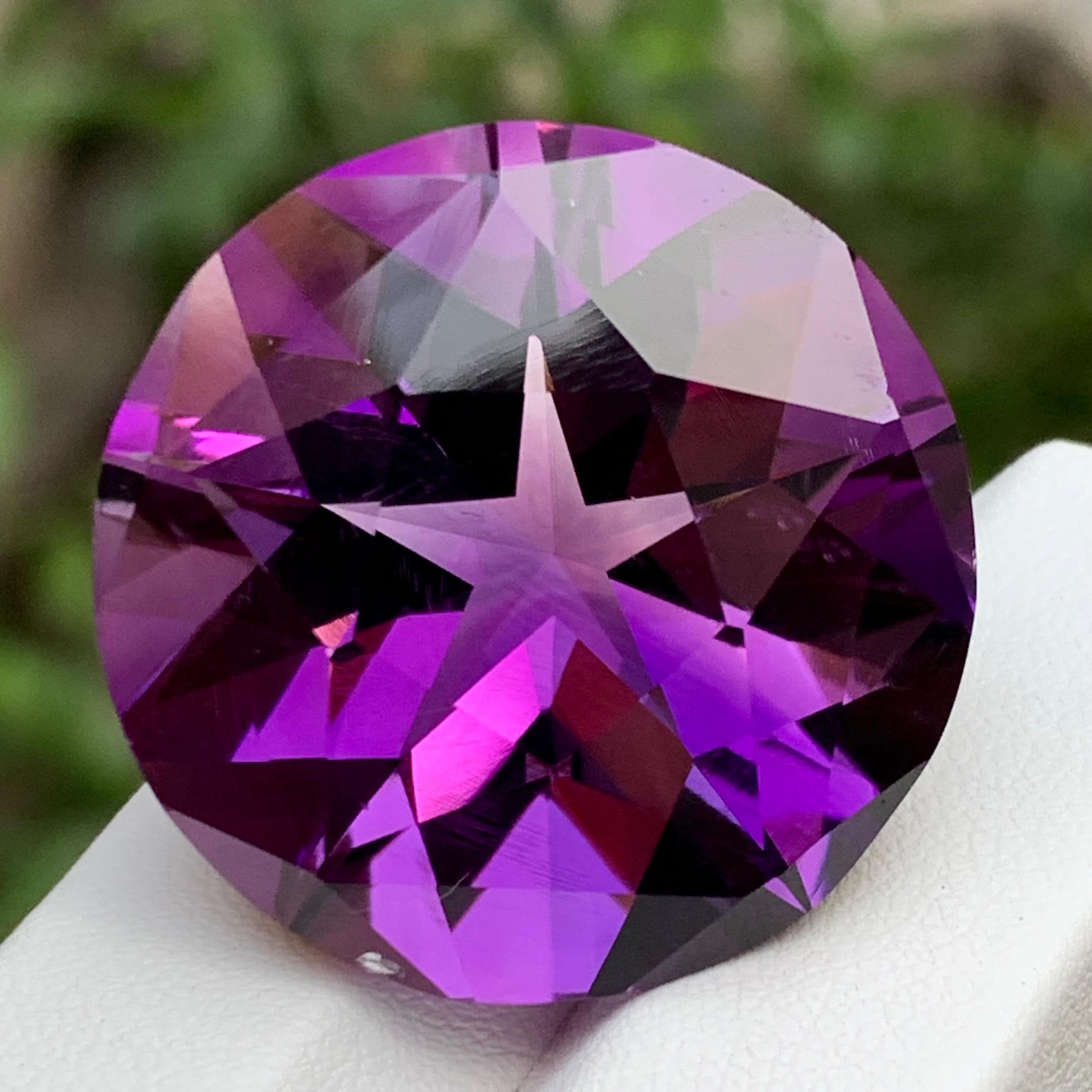 Rich Purple Natural Amethyst Necklace Pendant Loose Gemstone 71.75 Ct Round Star For Sale 3