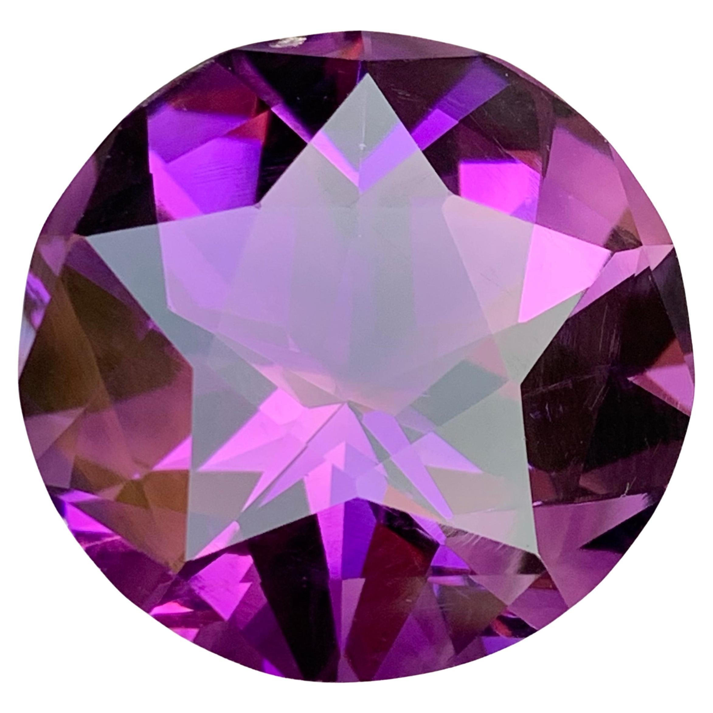 Rich Purple Natural Amethyst Necklace Pendant Loose Gemstone 71.75 Ct Round Star For Sale