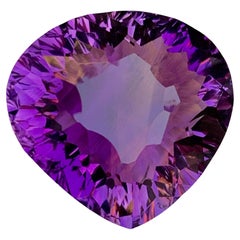 Collana con ciondolo di ametista naturale di colore viola ricco, gemma sciolta da 25.55 carati con taglio a pera